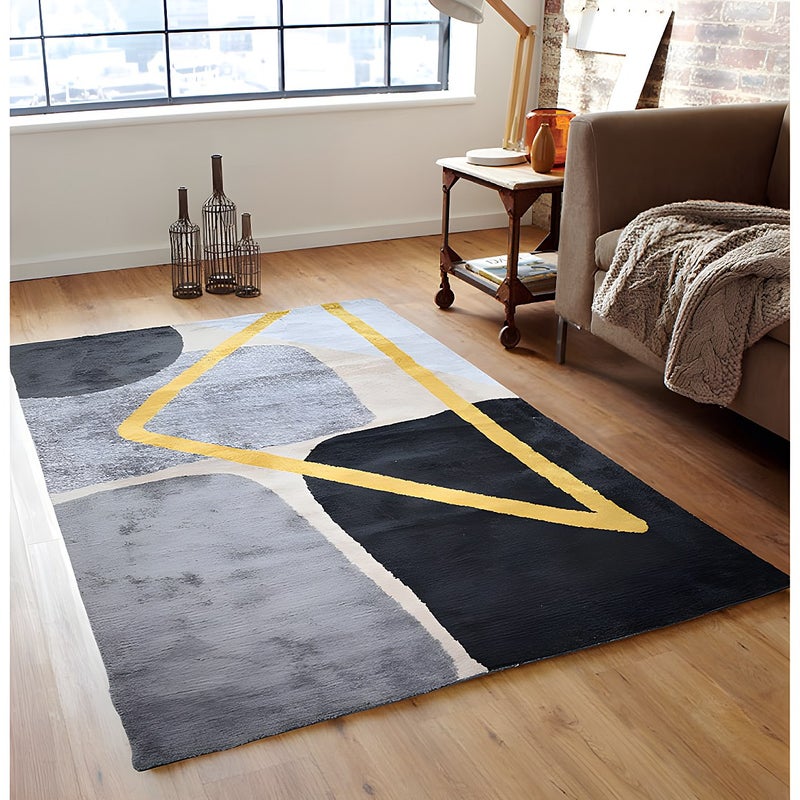 Dywan PICADILLY w nowoczesnym stylu – 160 × 230 cm – kolor szary, czarny i złoty