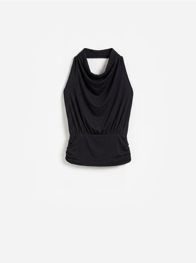 Reserved - Top z dekoltem halter - czarny