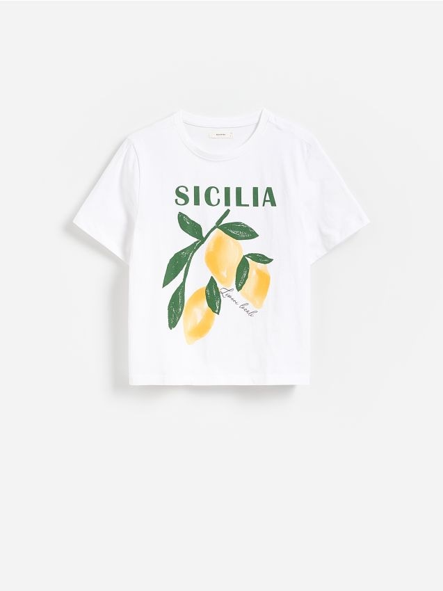 Reserved - T-shirt z nadrukiem - biały