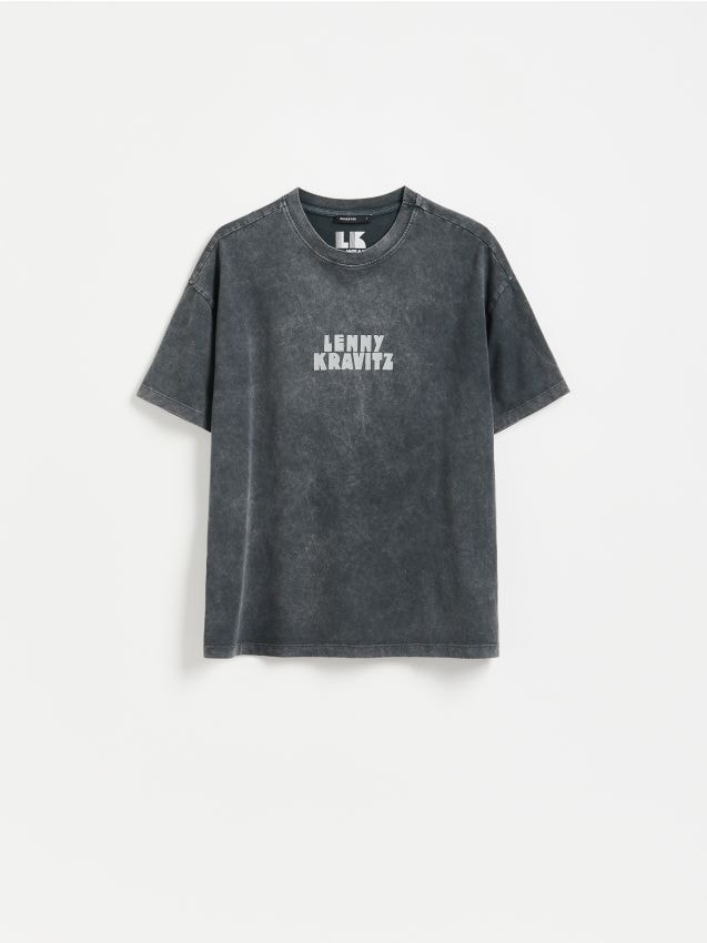 Reserved - T-shirt Lenny Kravitz - ciemnoszary