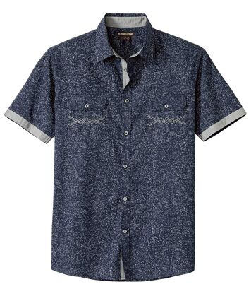 Popelinowa koszula z krótkimi rękawami Mężczyzna Atlas For Men - Kolor : Granatowy - Rozmiar : 4XL