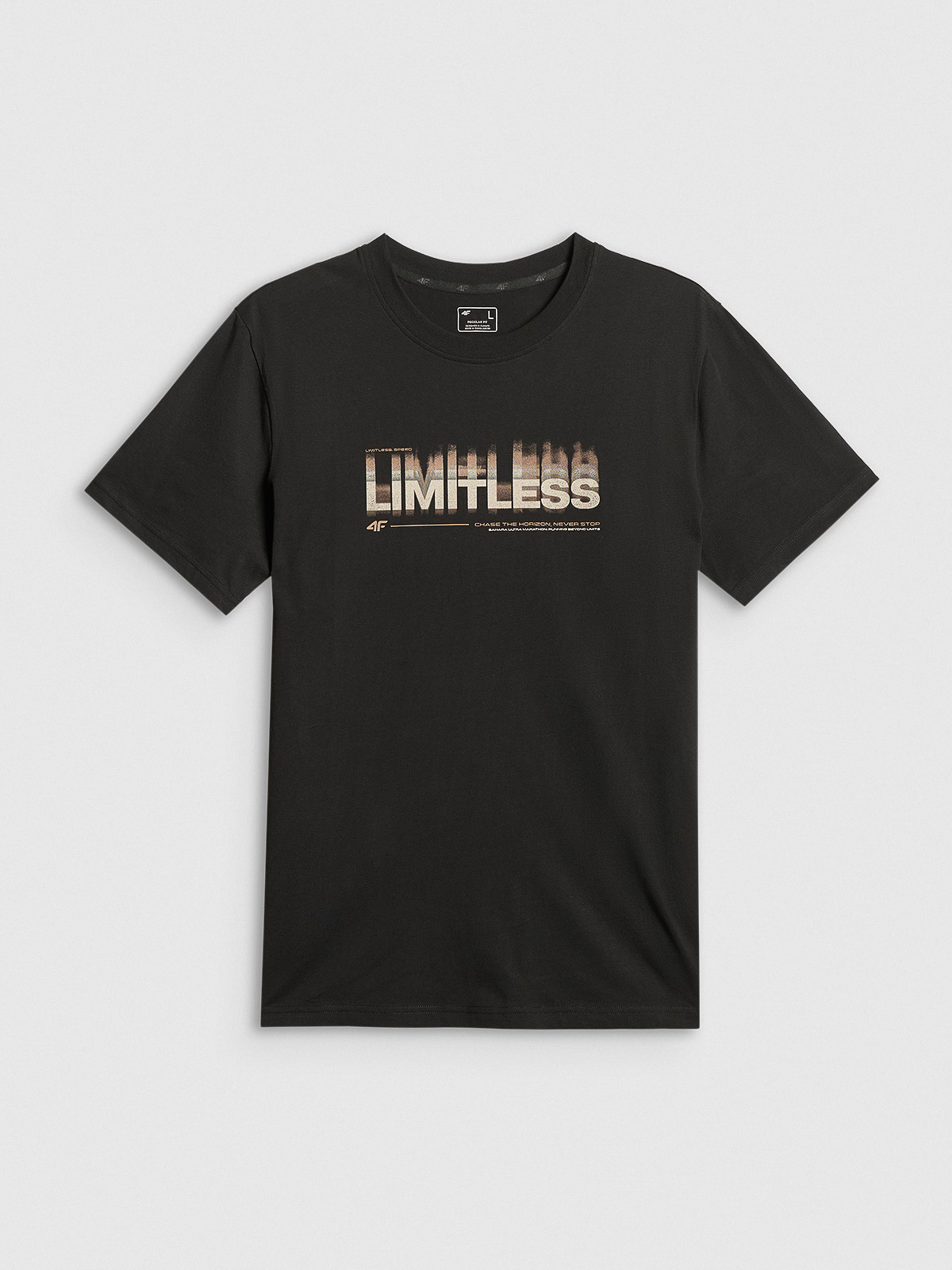 4F T-shirt regular z nadrukiem męski - czarny XXL