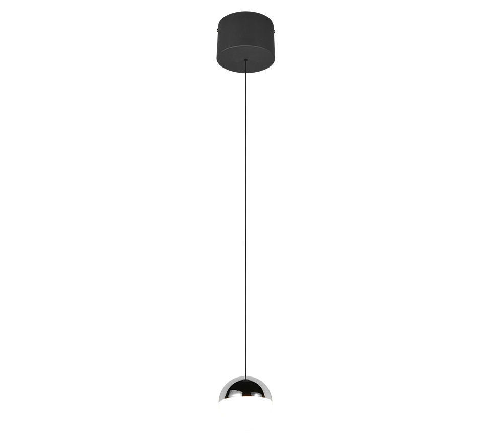 SENTA lampa wisząca czarna klosz biały z chromem LED 5W 4000K R33551106
