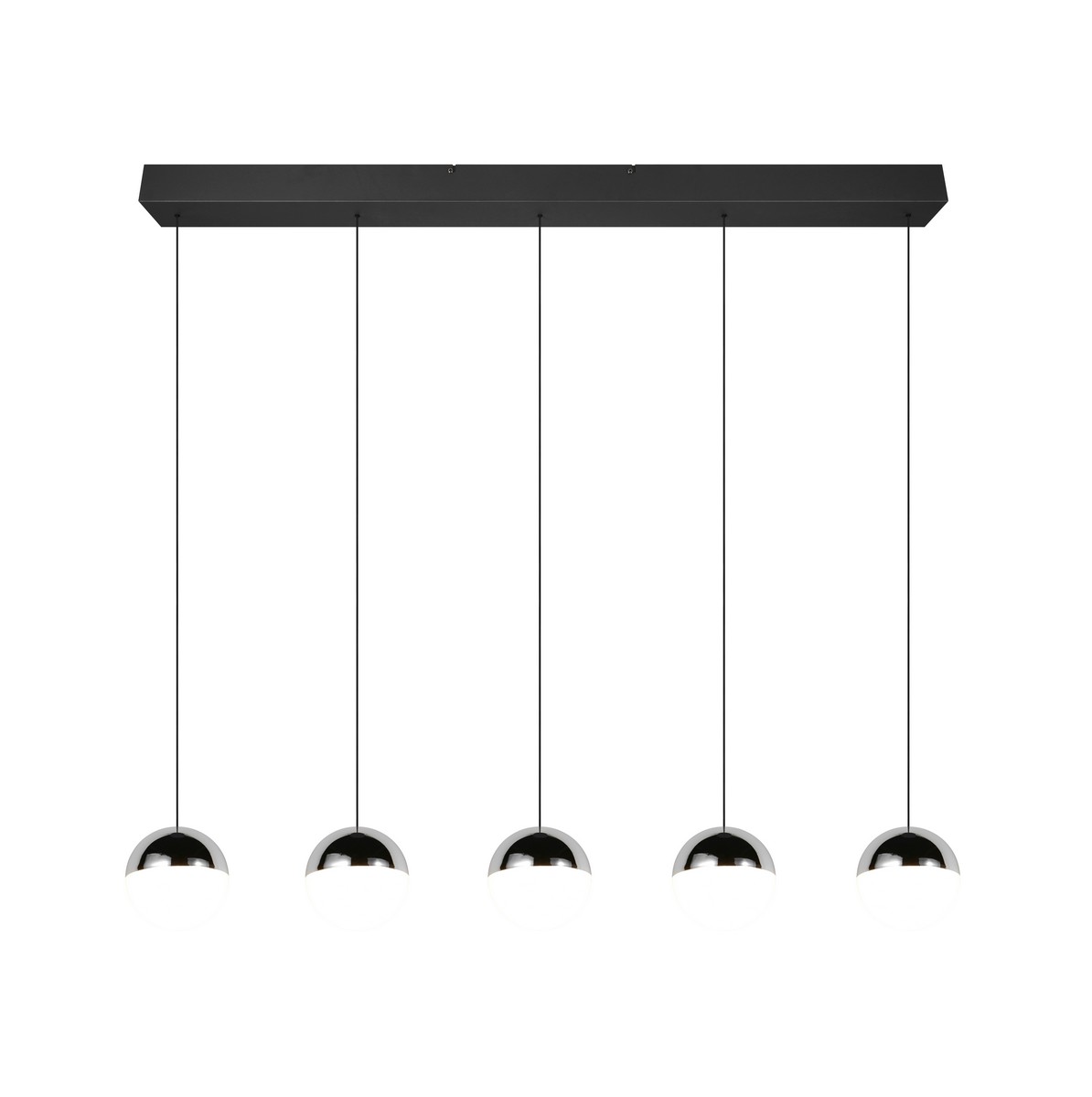 SENTA lampa wisząca czarna klosze białe z chromem LED 5x5W 4000K R33555106