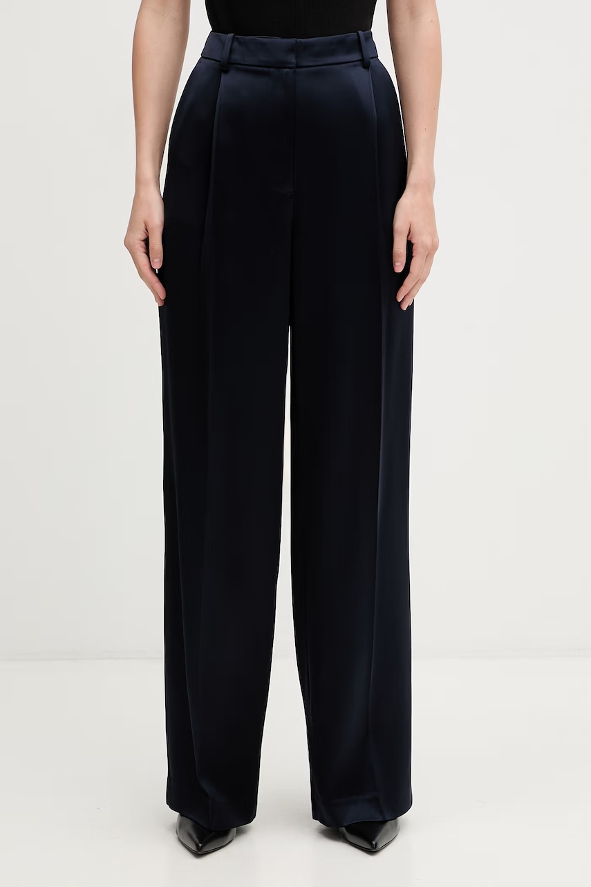 Anine Bing TRENT TROUSER - NAVY spodnie z wiskozy damskie
