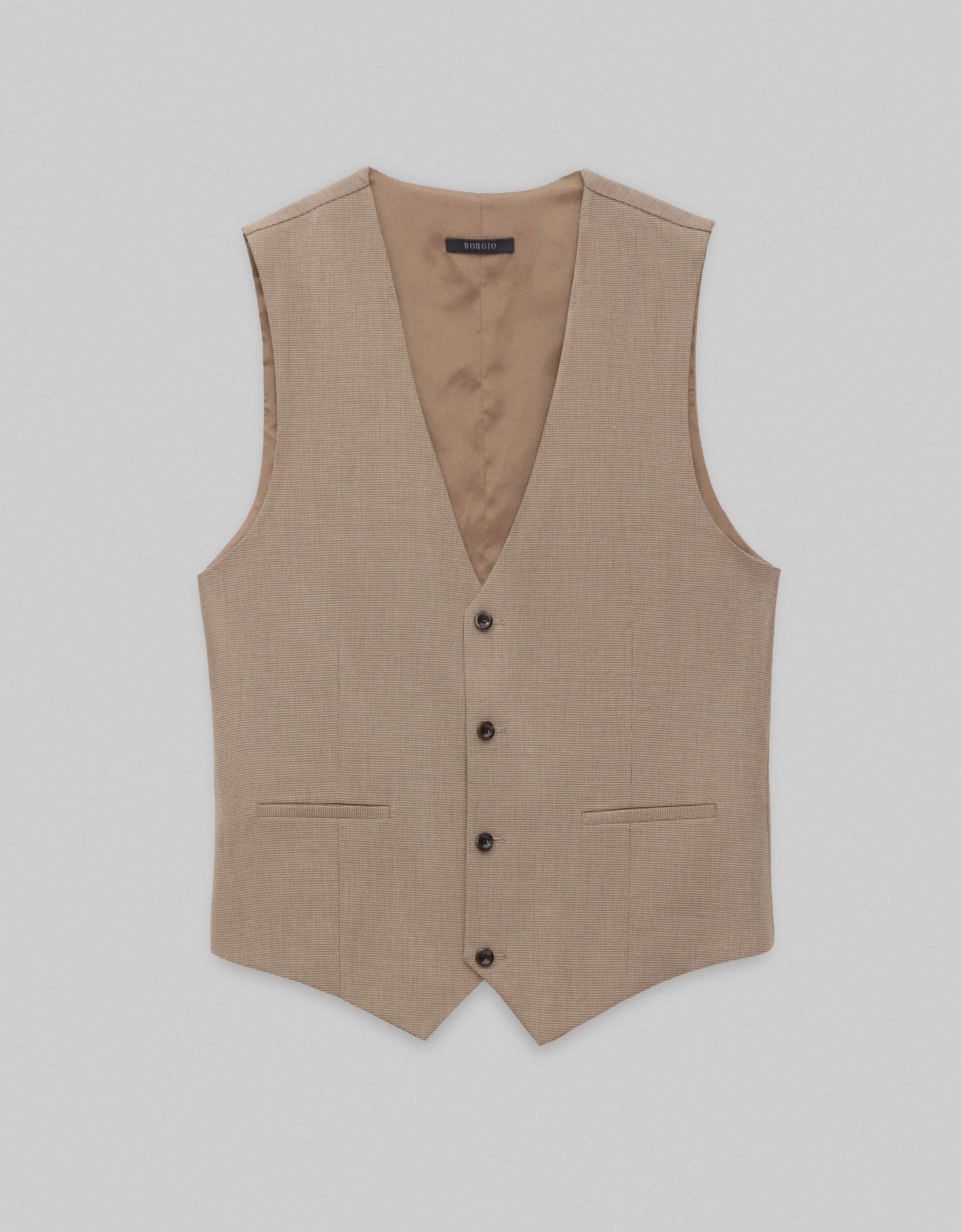 kamizelka do zestawu raiano brązowa slim fit