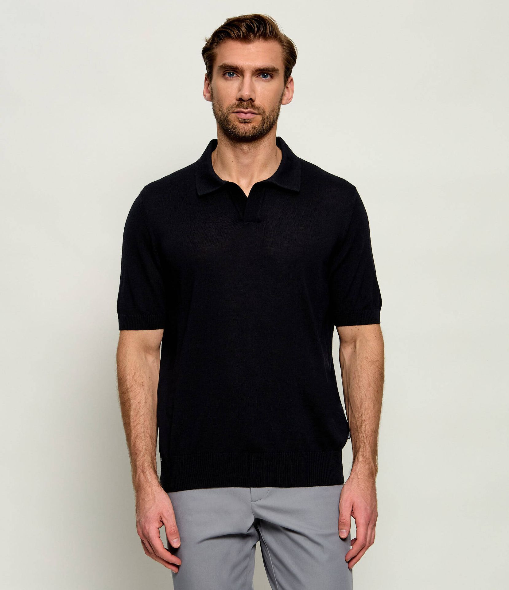 BOSS BLACK Wełniane polo H-Lantoni Regular Fit