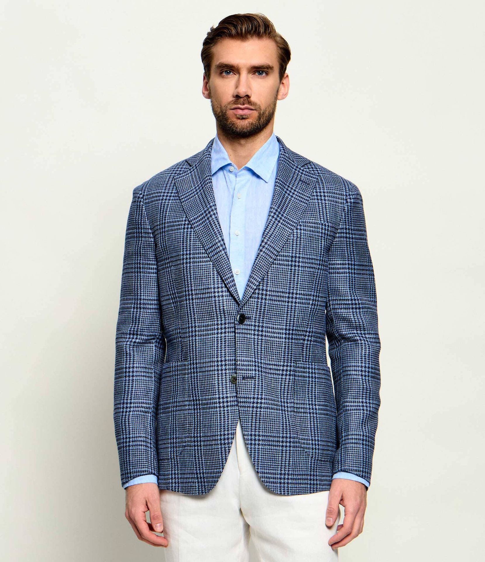Oscar Jacobson Marynarka Ferry Patch Slim Fit z dodatkiem wełny