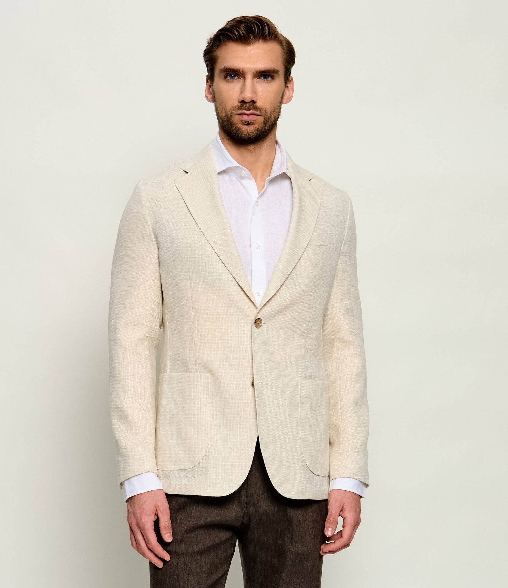 Windsor Marynarka Giro Slim Fit z dodatkiem lnu