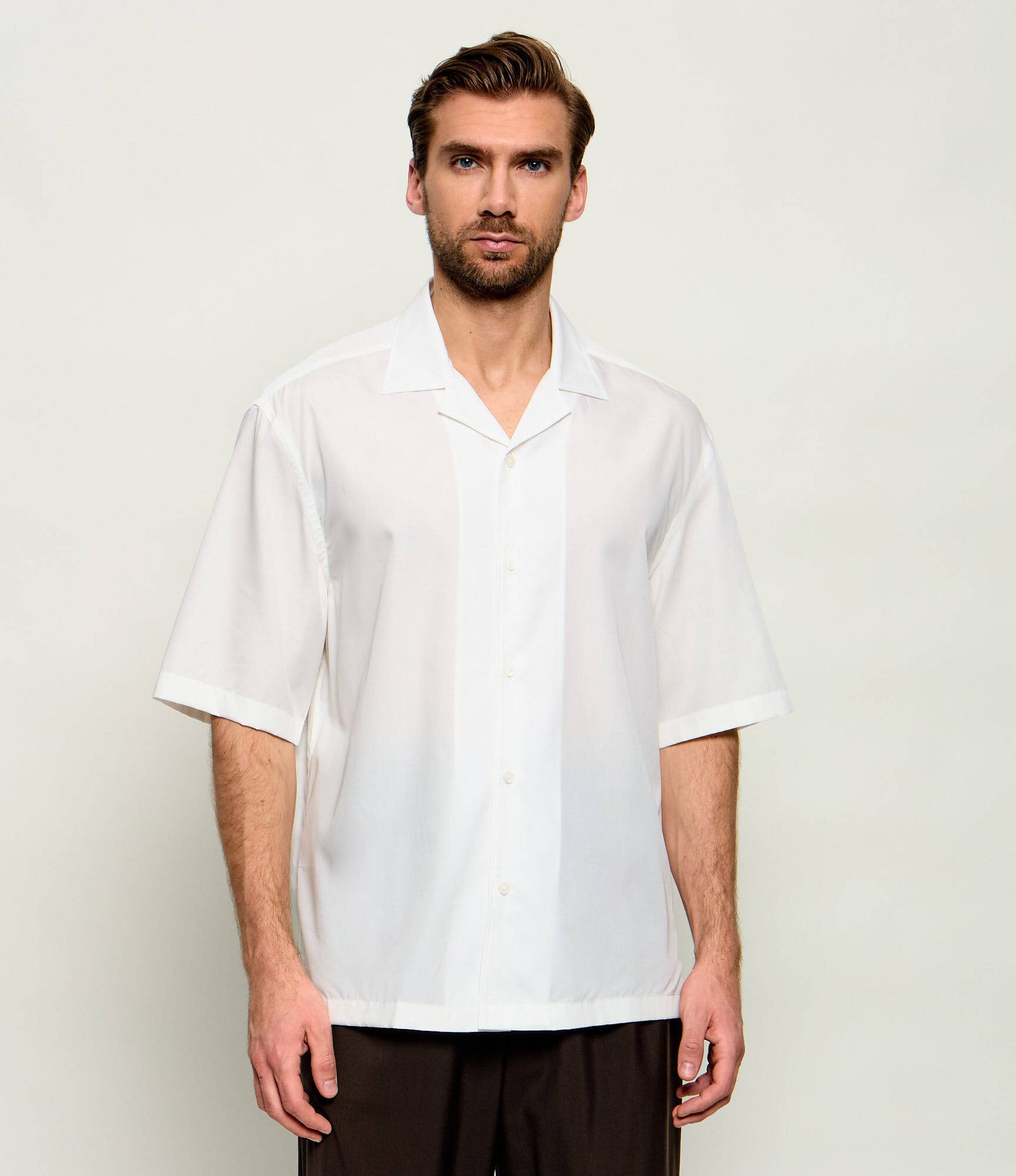 BOSS BLACK Koszula H-CESAR-CAMP-SH_DB| BOSS X BECKHAM Relaxed fit z dodatkiem jedwabiu