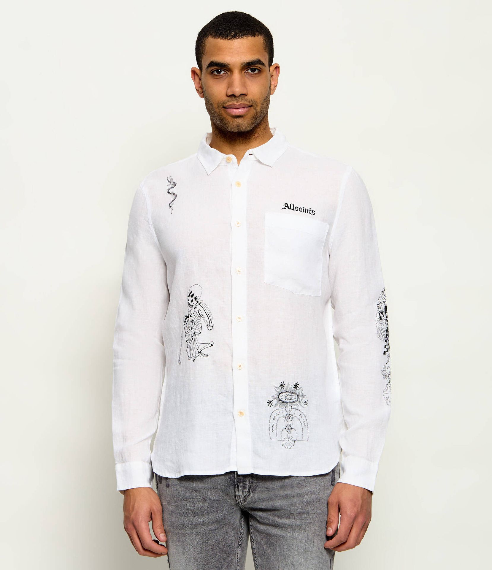 AllSaints Lniana koszula TERROR Relaxed fit