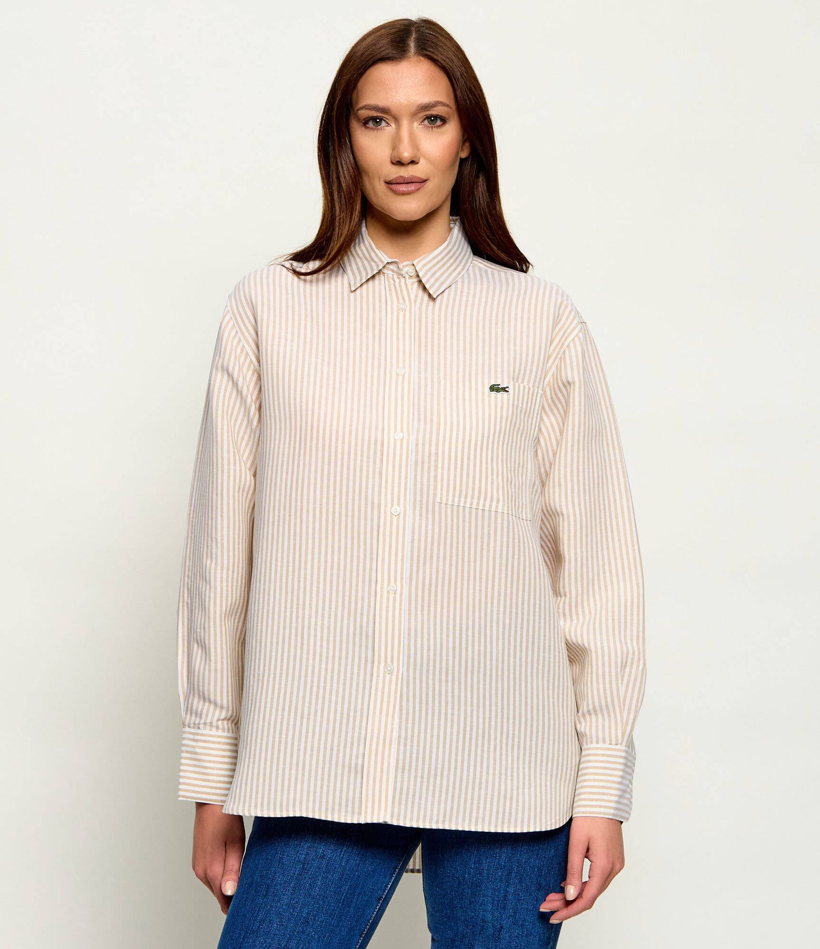 Lacoste Lniana koszula Oversize fit