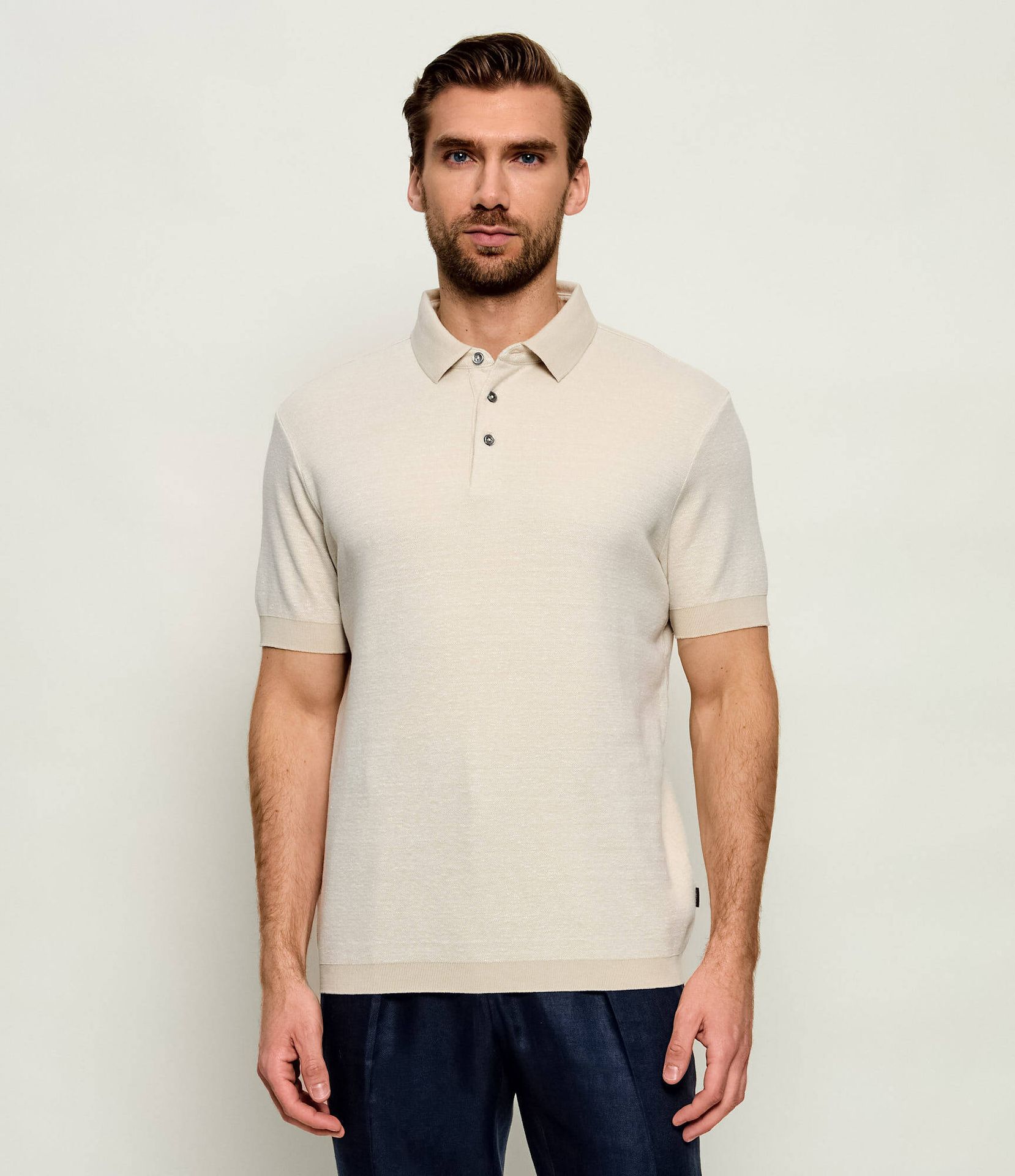 Windsor Polo Tulio-P Regular Fit z dodatkiem lnu