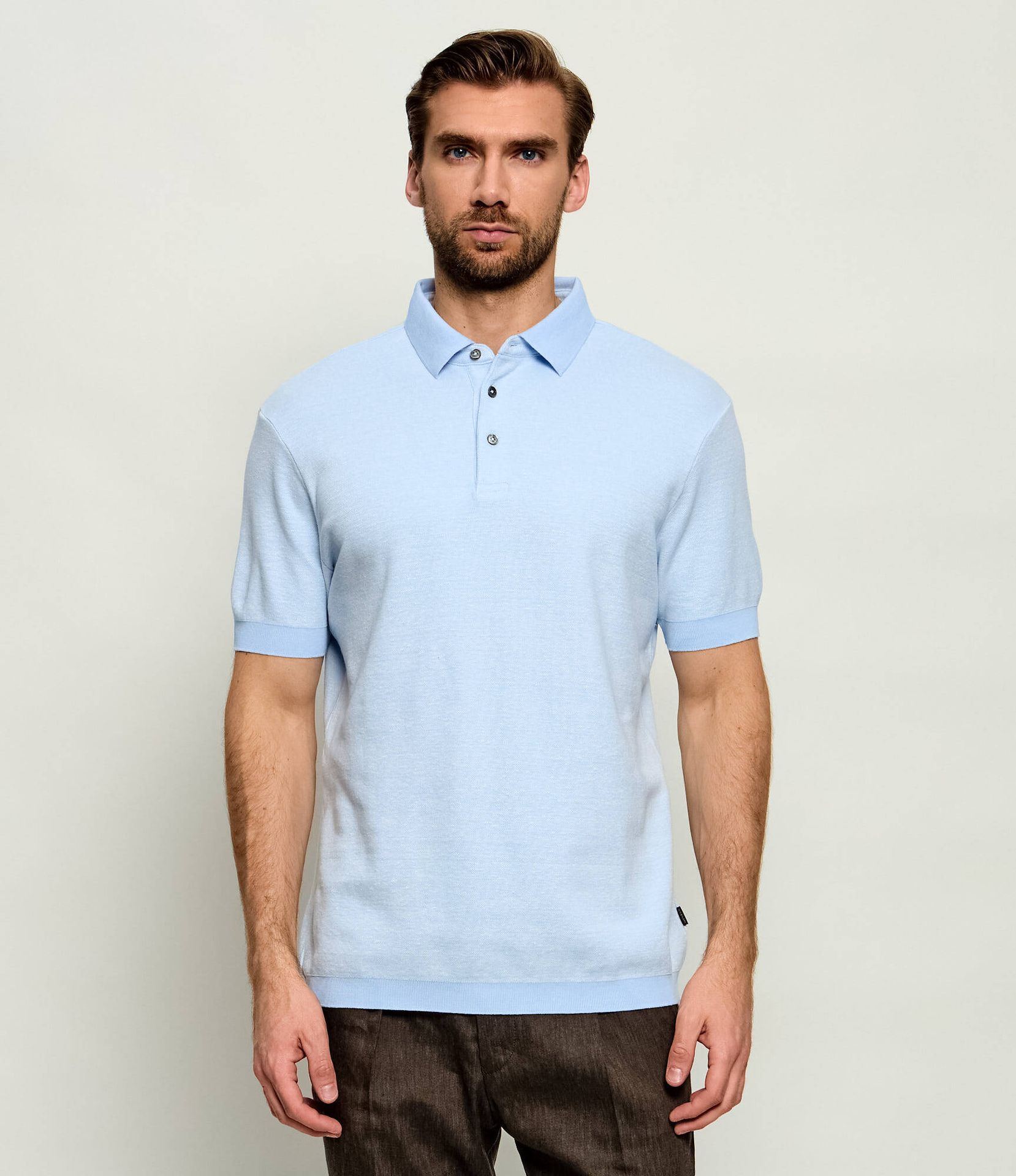 Windsor Polo Tulio-P Regular Fit z dodatkiem lnu