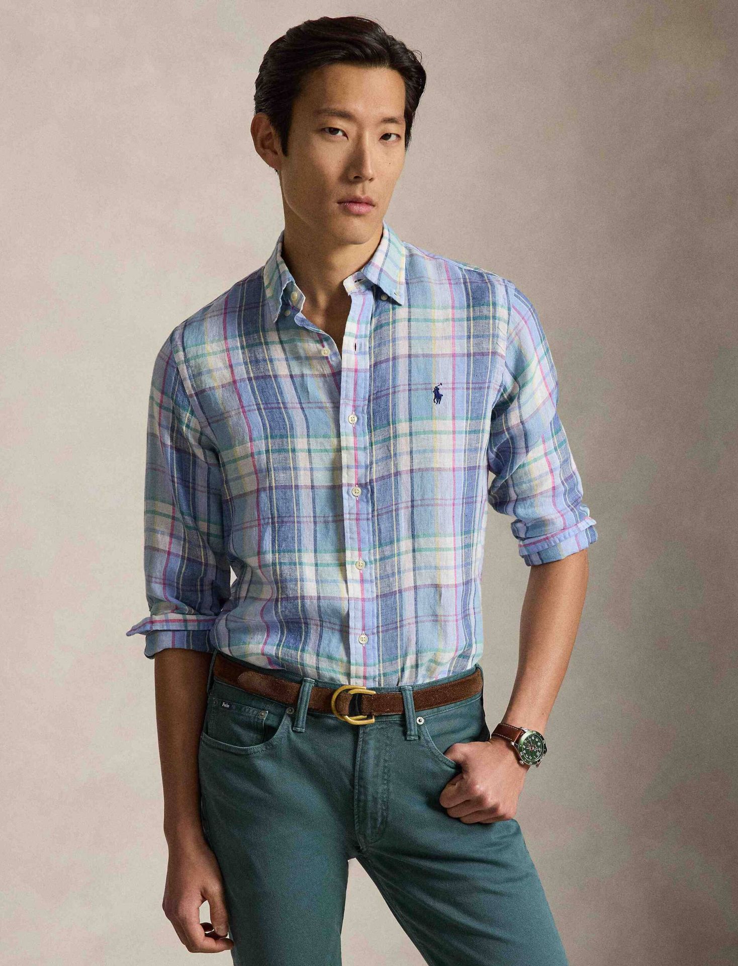 POLO RALPH LAUREN Lniana koszula Custom fit