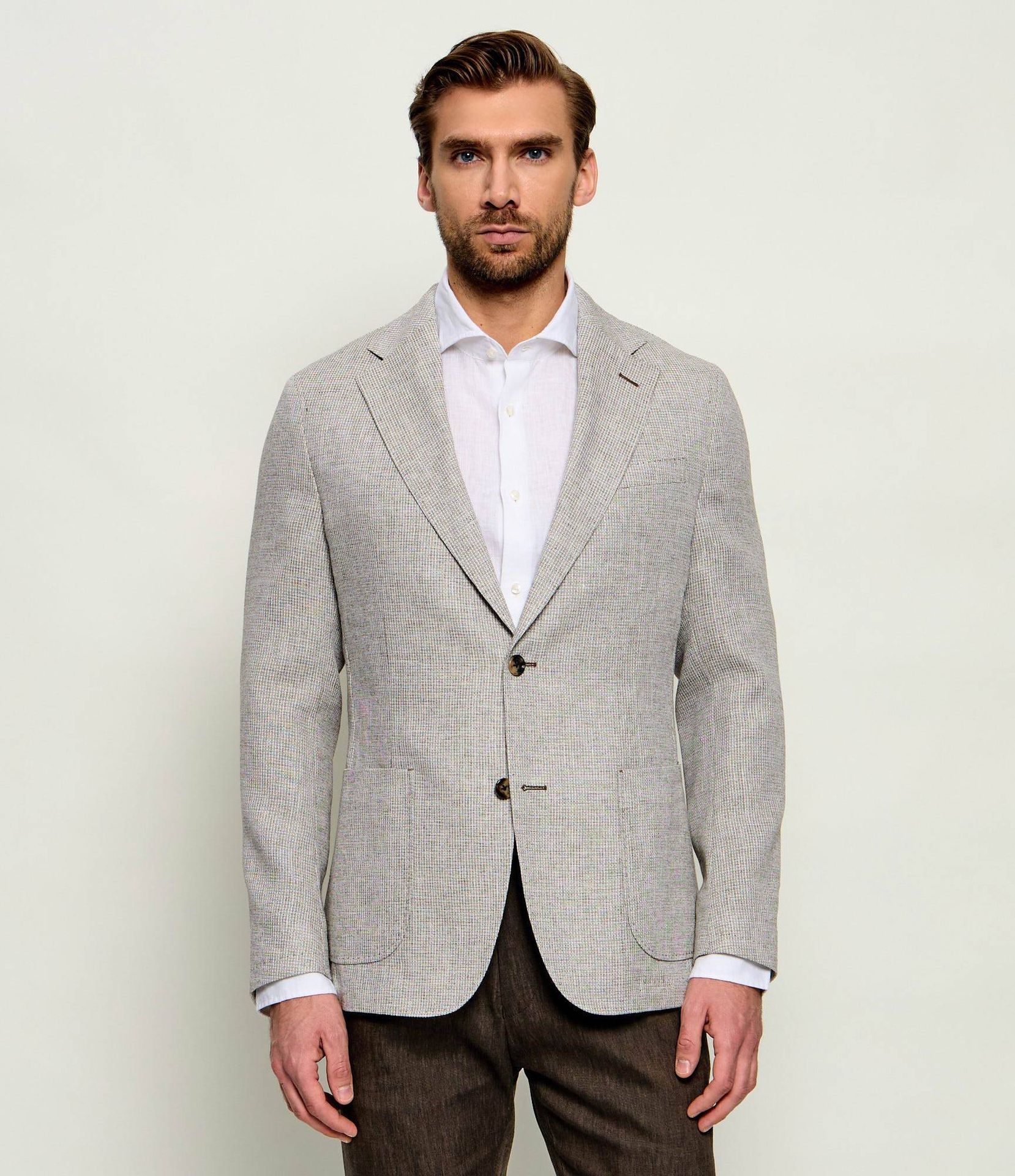 Windsor Marynarka Giro Slim Fit z dodatkiem lnu