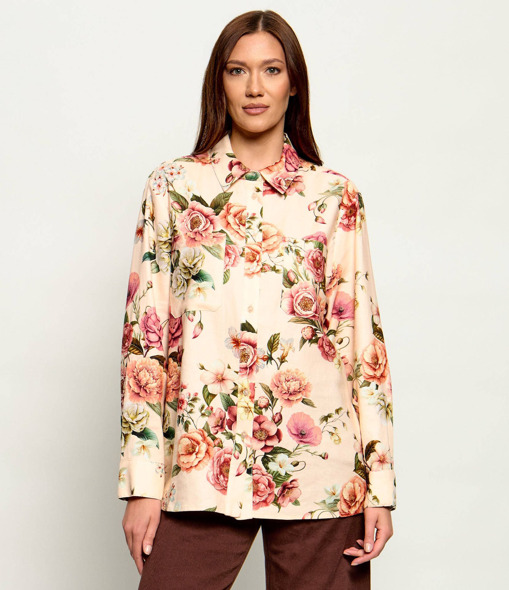 GUESS Lniana koszula CADIE Oversize fit