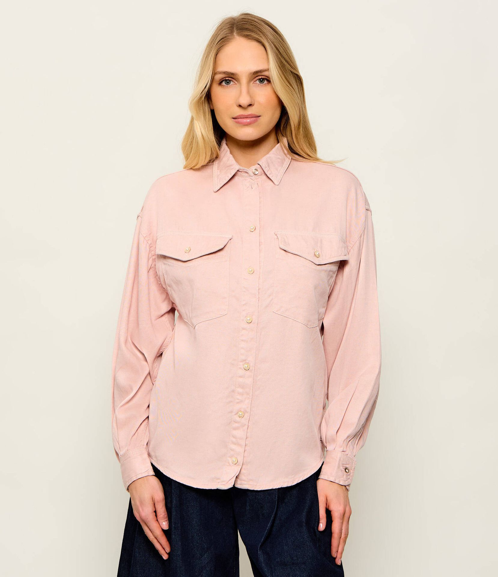 GUESS Koszula LARA Relaxed fit z dodatkiem lnu