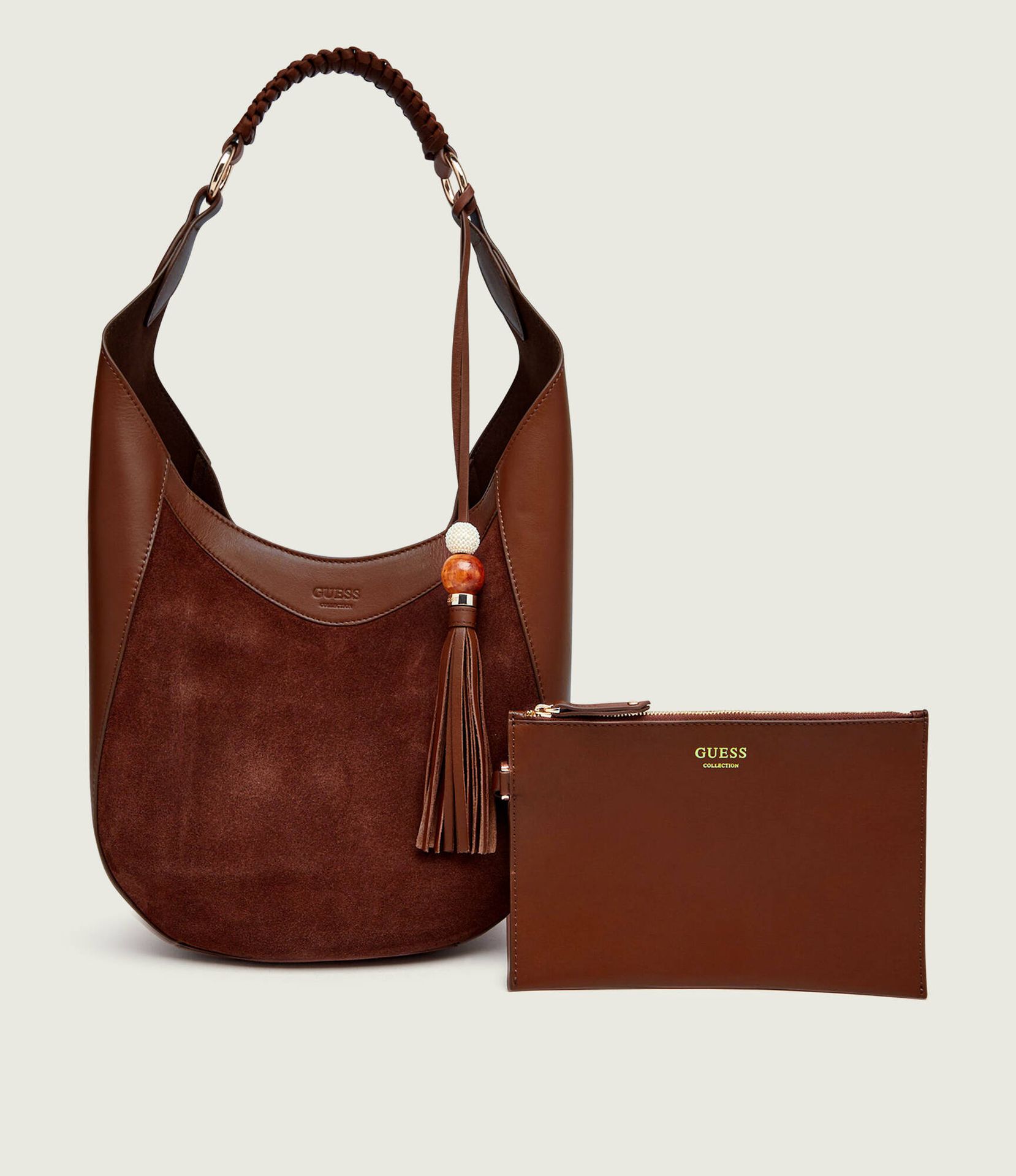 Guess Skórzane hobo NINA zamsz