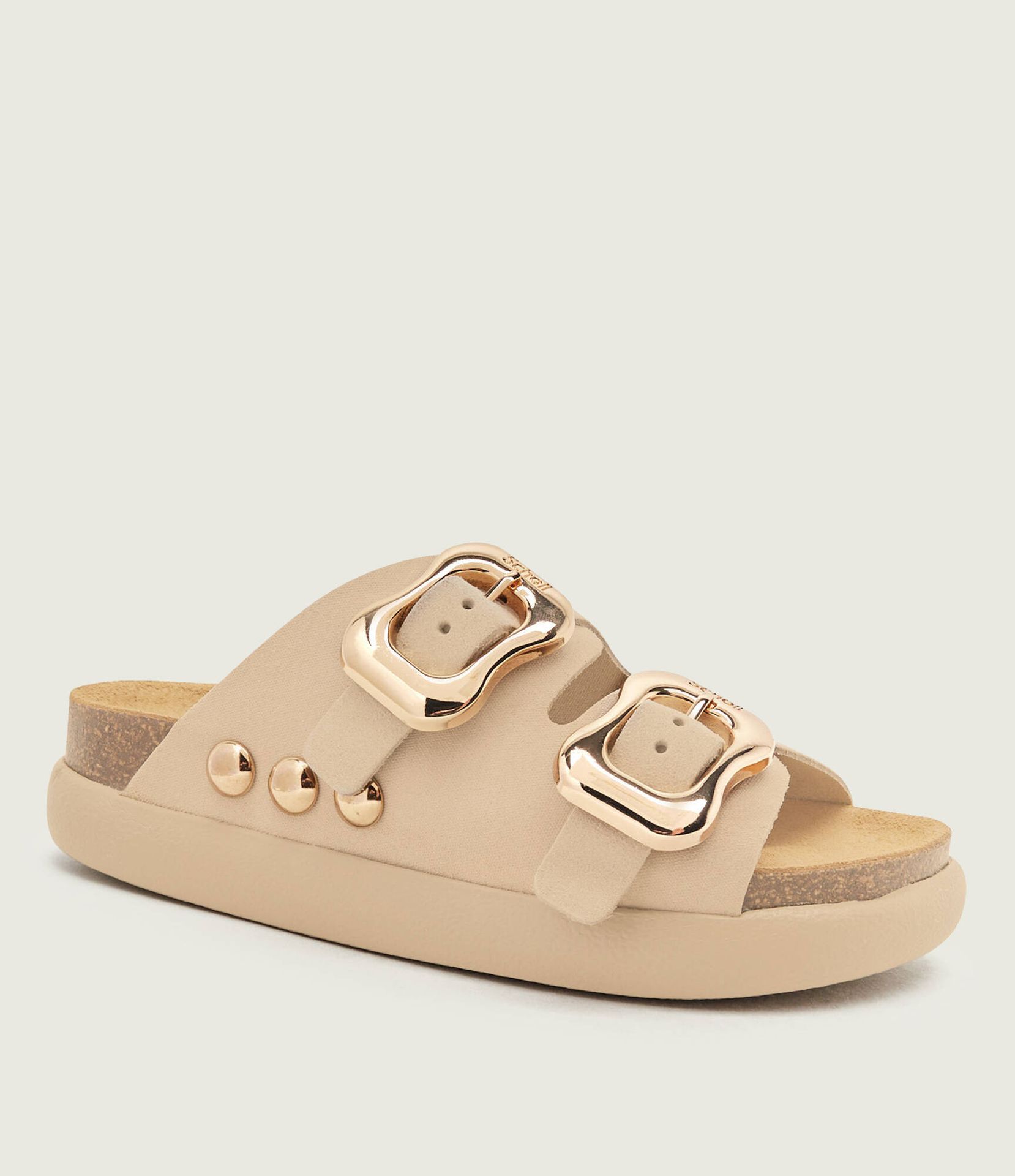 Scholl Klapki FLORA 2 STRAPS CHUNKY zamsz
