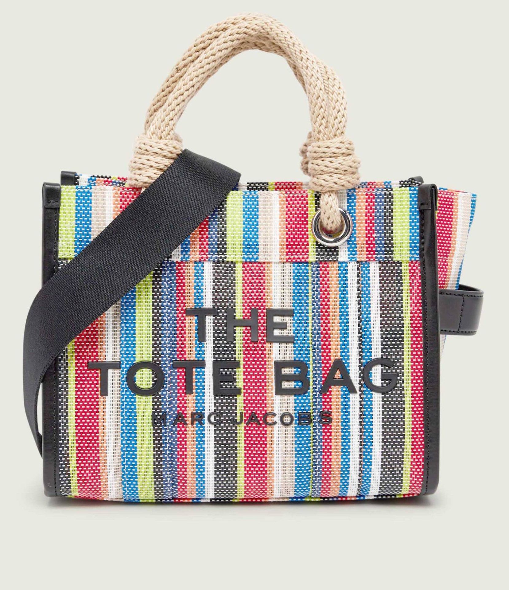 Marc Jacobs Kuferek The Stripe Mesh Small Tote Bag z dodatkiem skóry