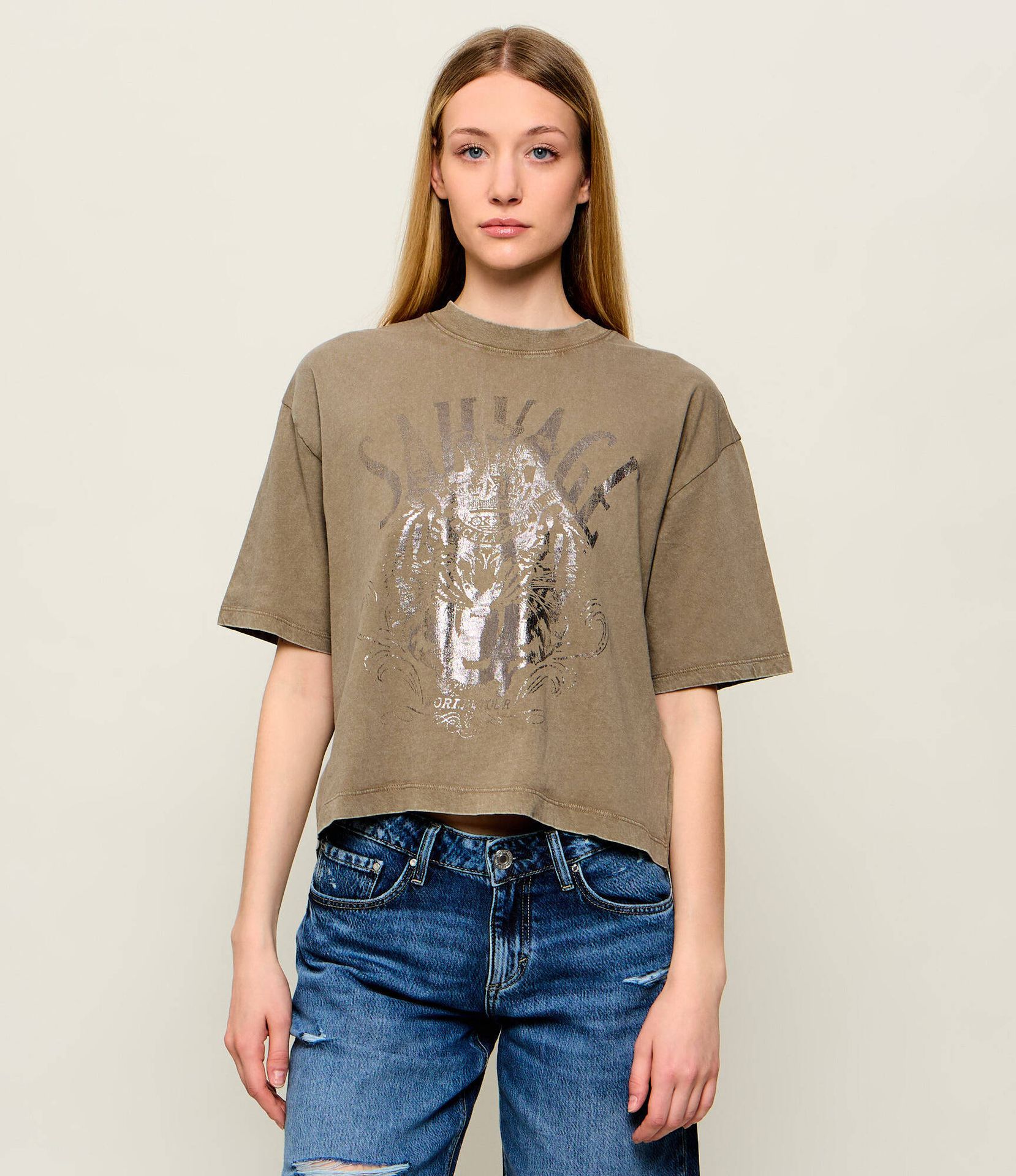 GUESS T-shirt SAVAGE TOUR Cropped Fit