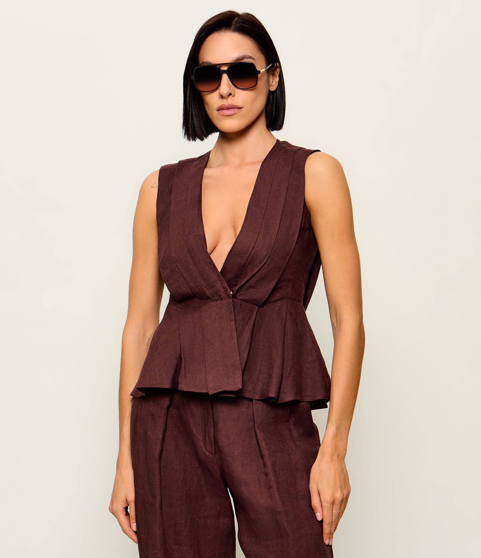 Marella Lniany top MLLVALLO Slim Fit