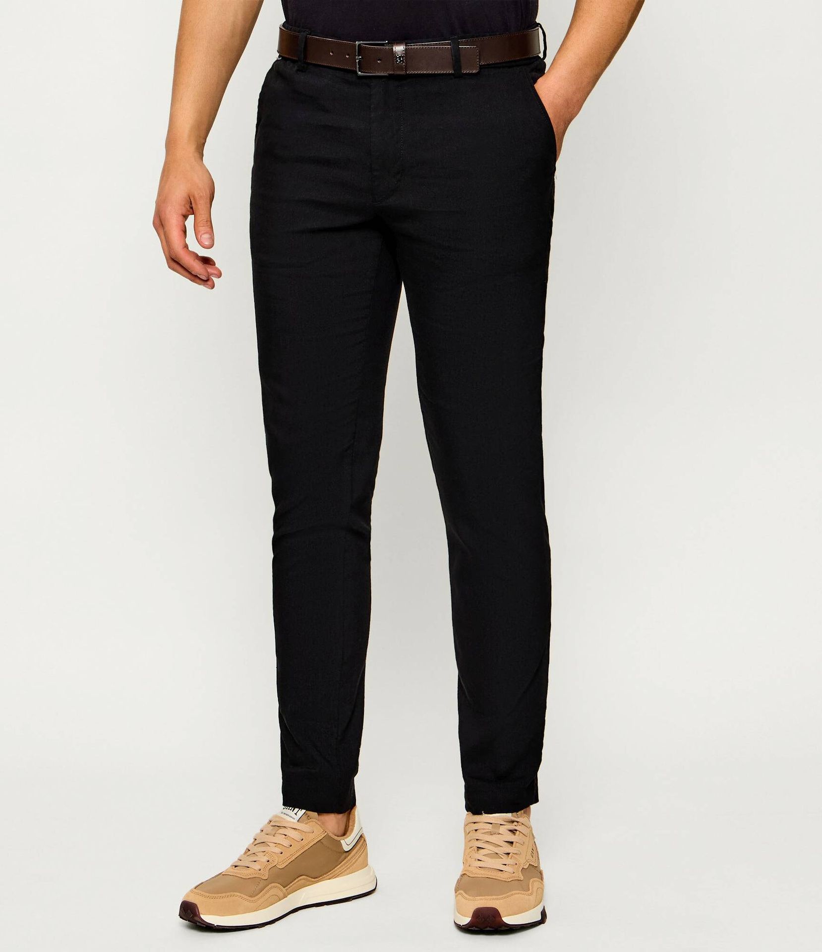 BOSS BLACK Lniane spodnie chino H-Kane1-RDS Regular Fit