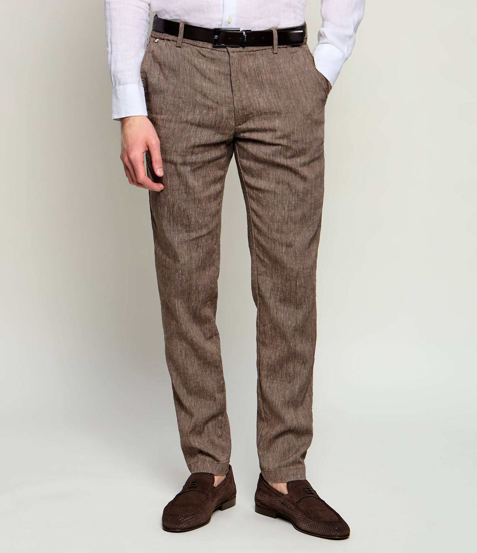 BOSS BLACK Lniane spodnie chino H-Kane1-RDS Modern fit