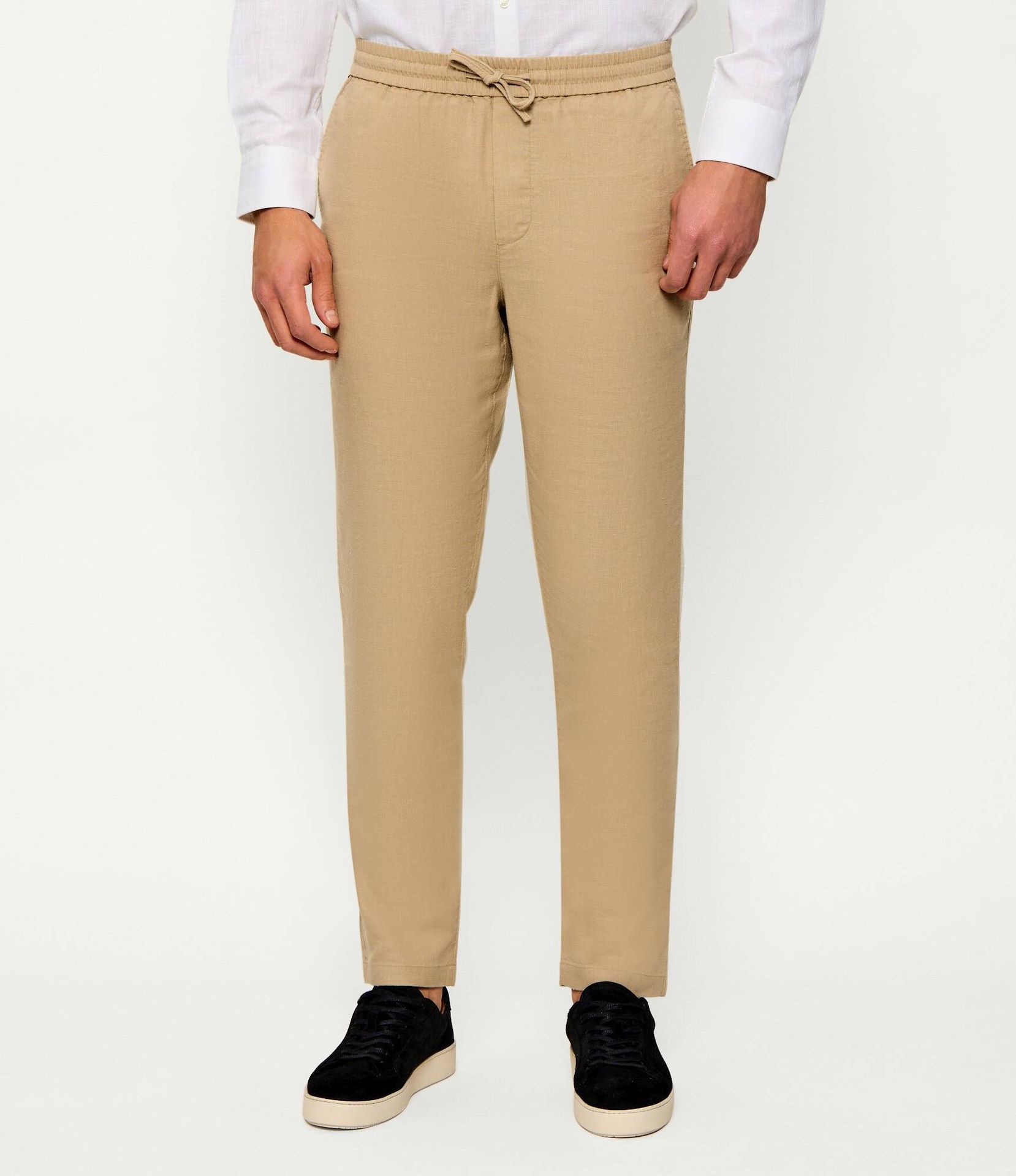 Tommy Hilfiger Lniane spodnie chino HARLEM Regular Fit