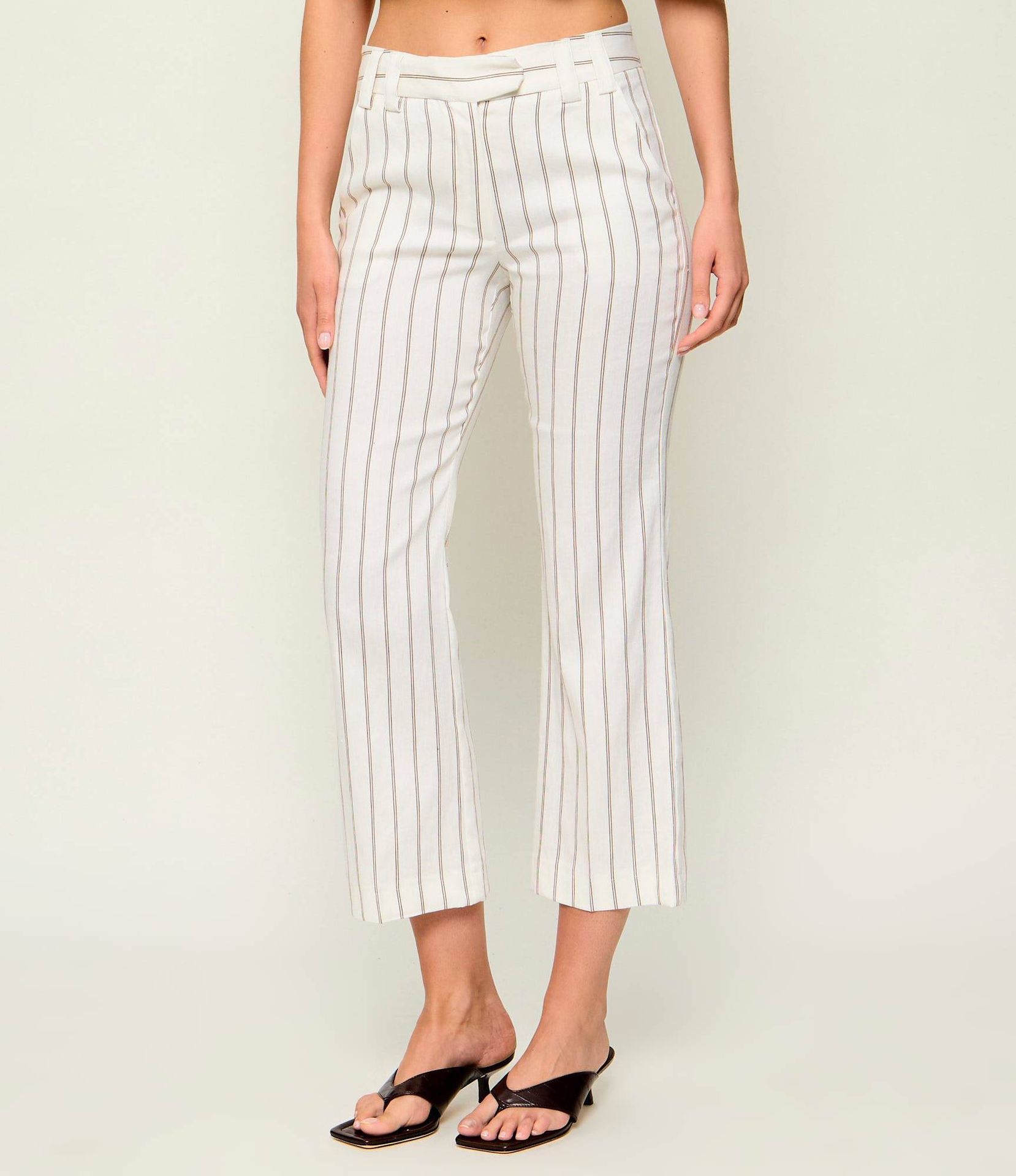 Marella Lniane spodnie cygaretki MLLFEBO Regular Fit