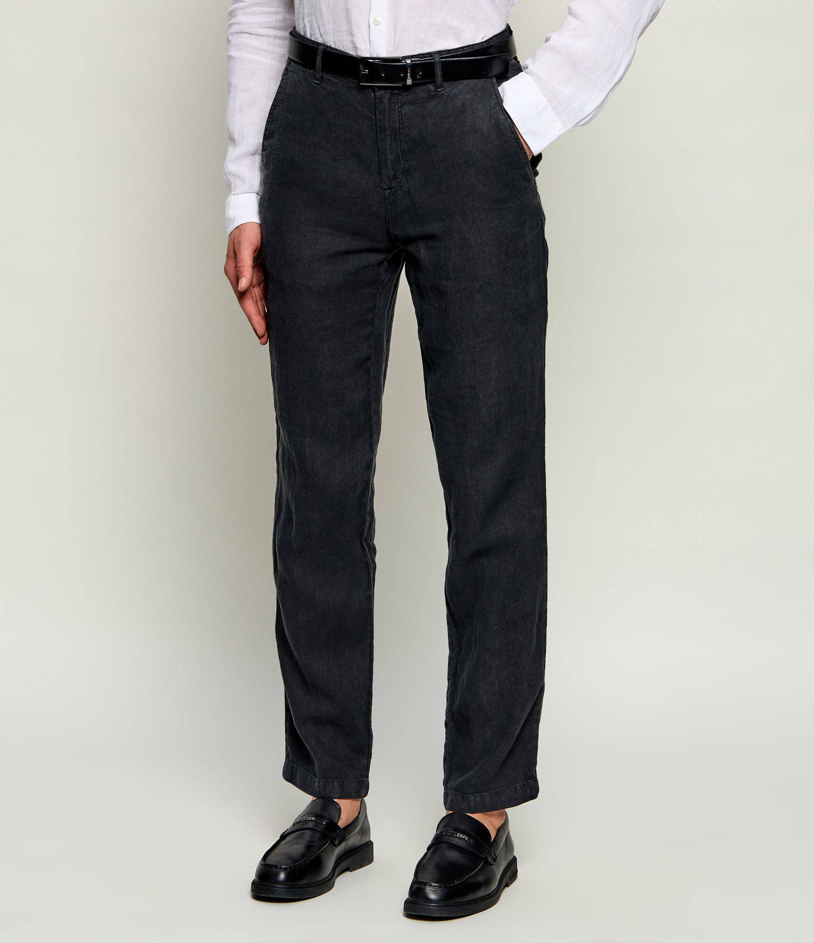 Karl Lagerfeld Lniane spodnie chino KL-CHASE Regular Fit