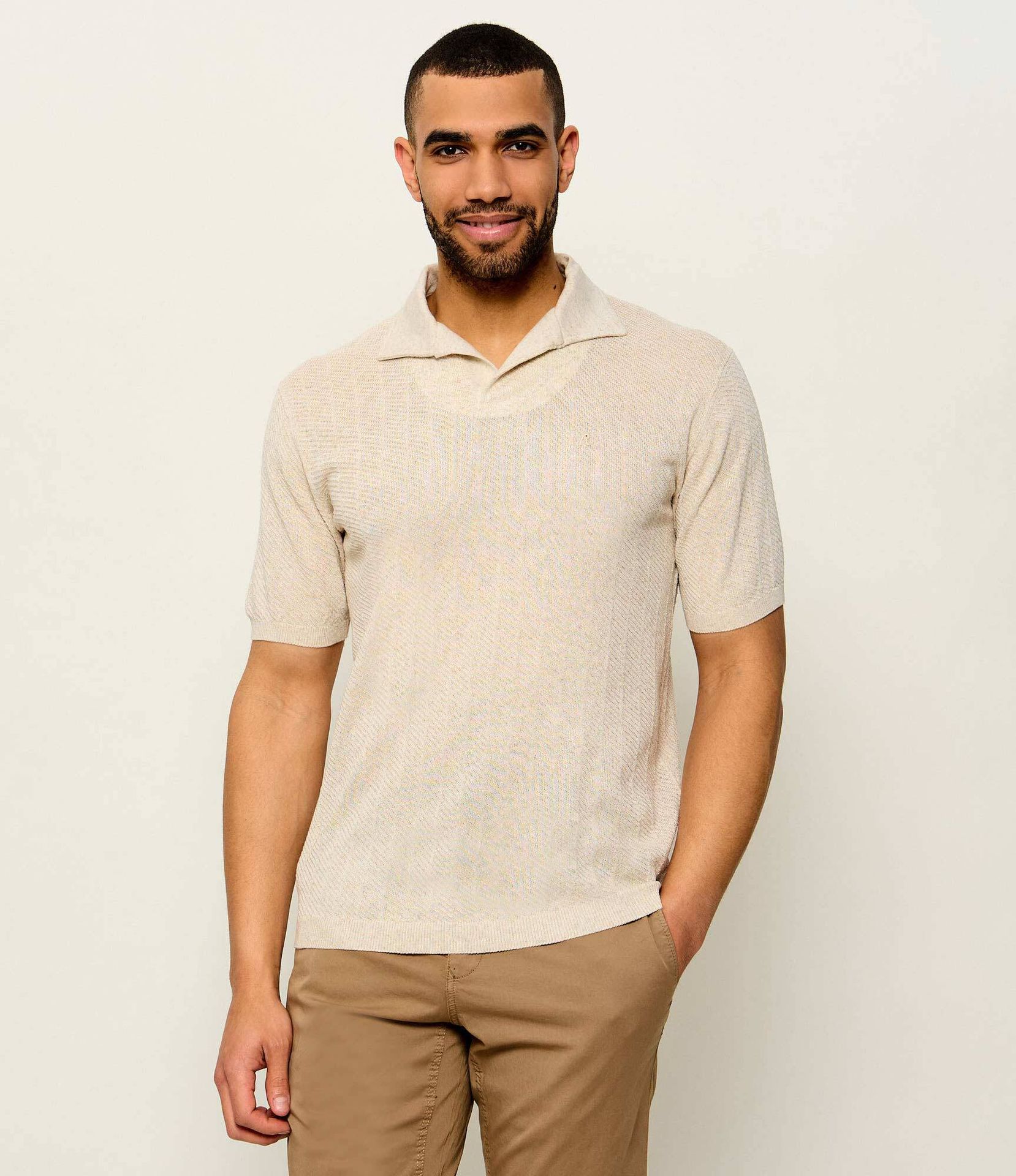 Replay Polo Regular Fit z dodatkiem lnu