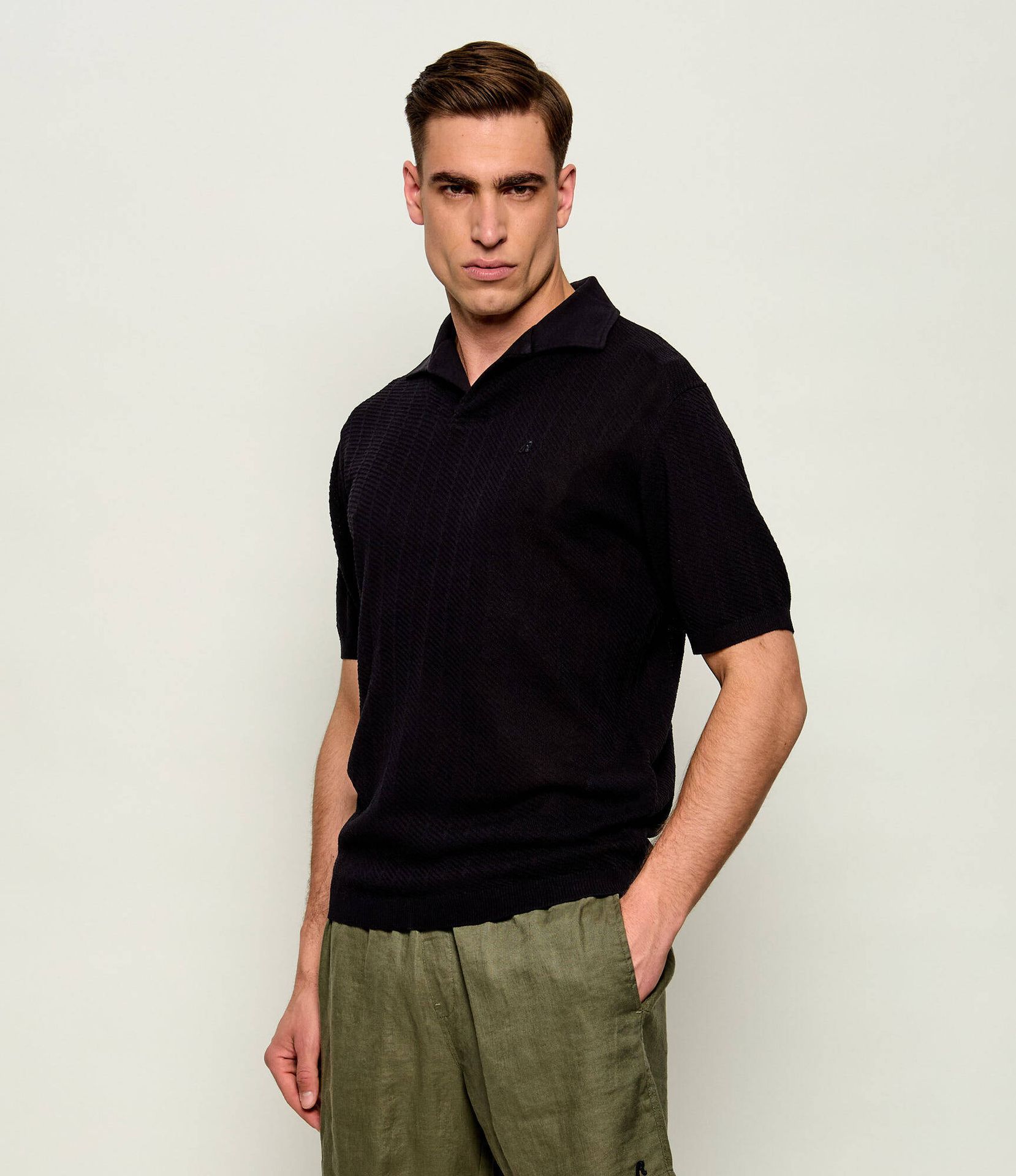 Replay Polo Regular Fit z dodatkiem lnu