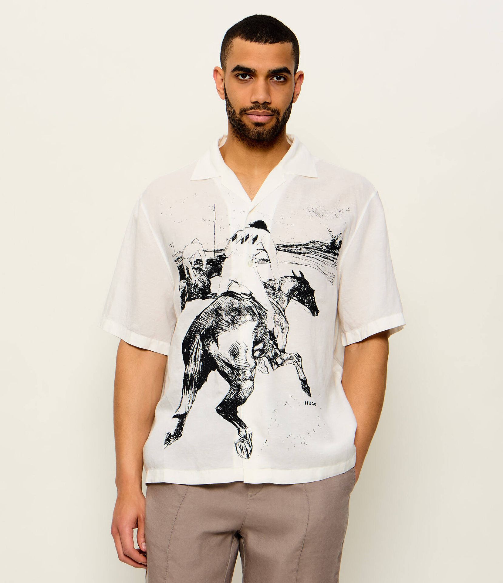 HUGO Lniana koszula Espino Oversize fit