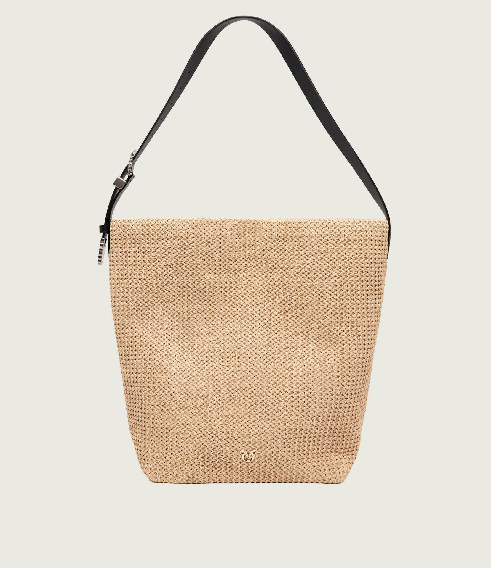 Pinko Shopperka BUCKET BIG TRITTICO z dodatkiem skóry