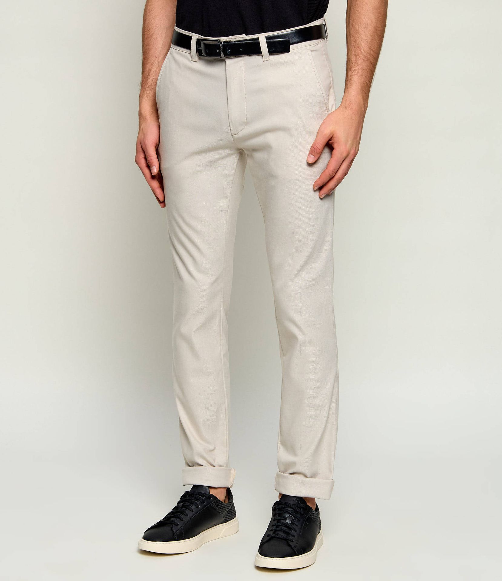 BOSS ORANGE Spodnie chino Slim Fit z dodatkiem lnu