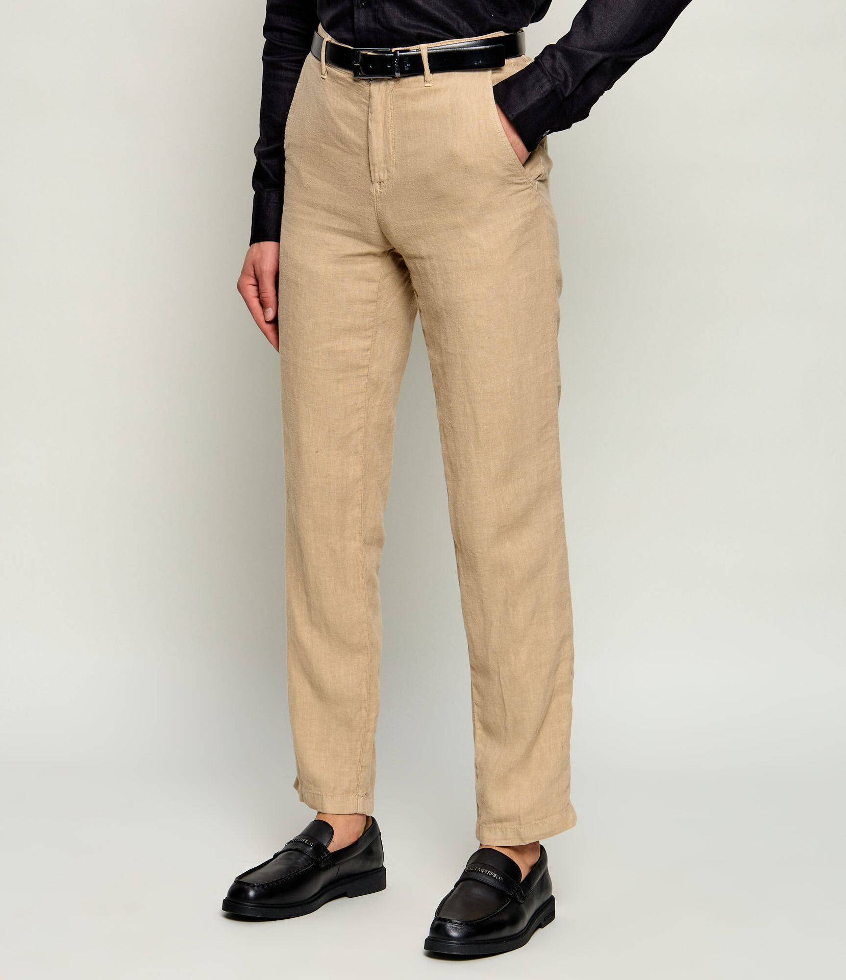 Karl Lagerfeld Lniane spodnie chino KL-CHASE Regular Fit