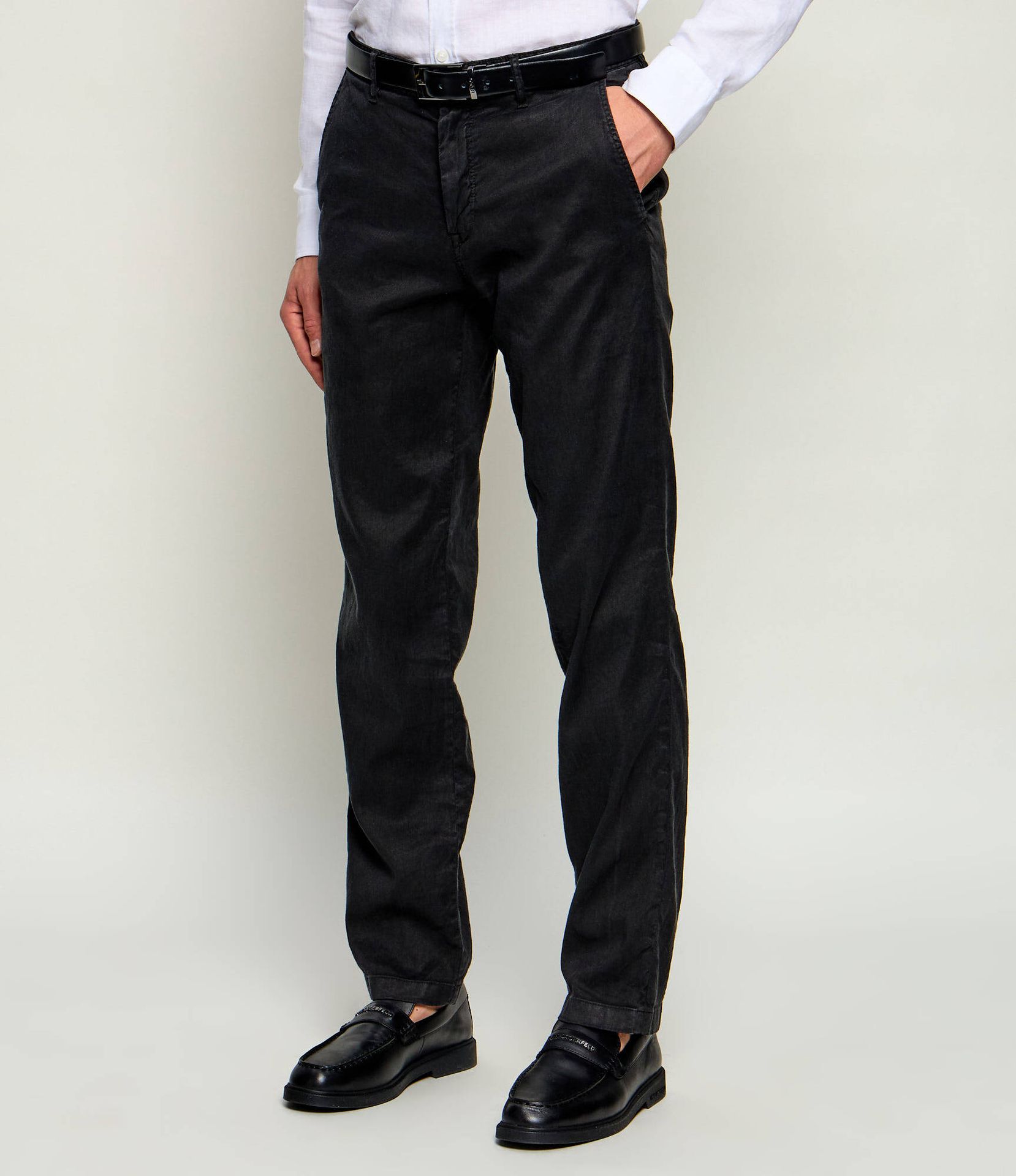 Karl Lagerfeld Lniane spodnie chino KL-CHASE Regular Fit