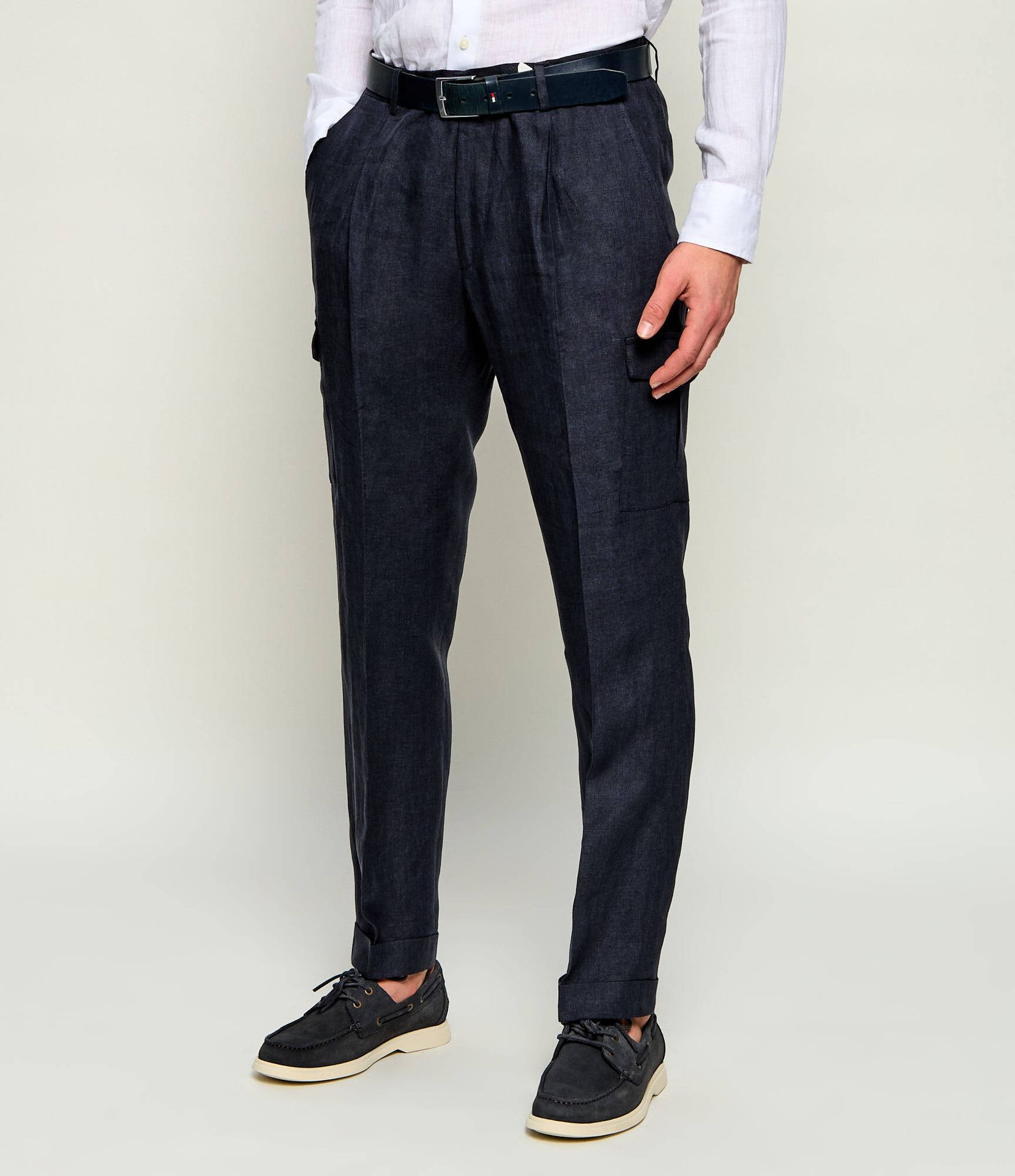 Gran Sasso Lniane spodnie Tapered fit