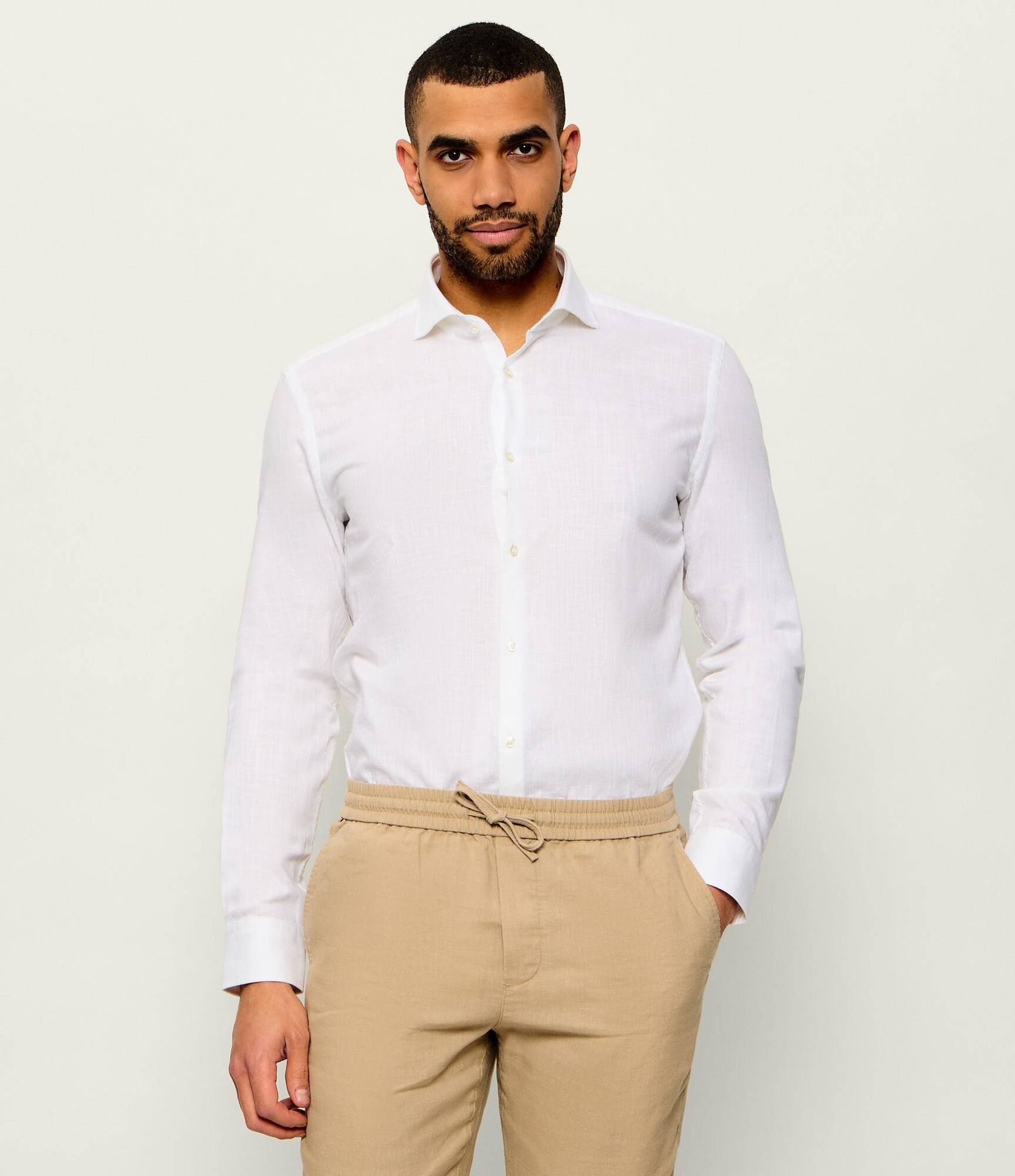 HUGO Koszula Kason Slim Fit z dodatkiem lnu