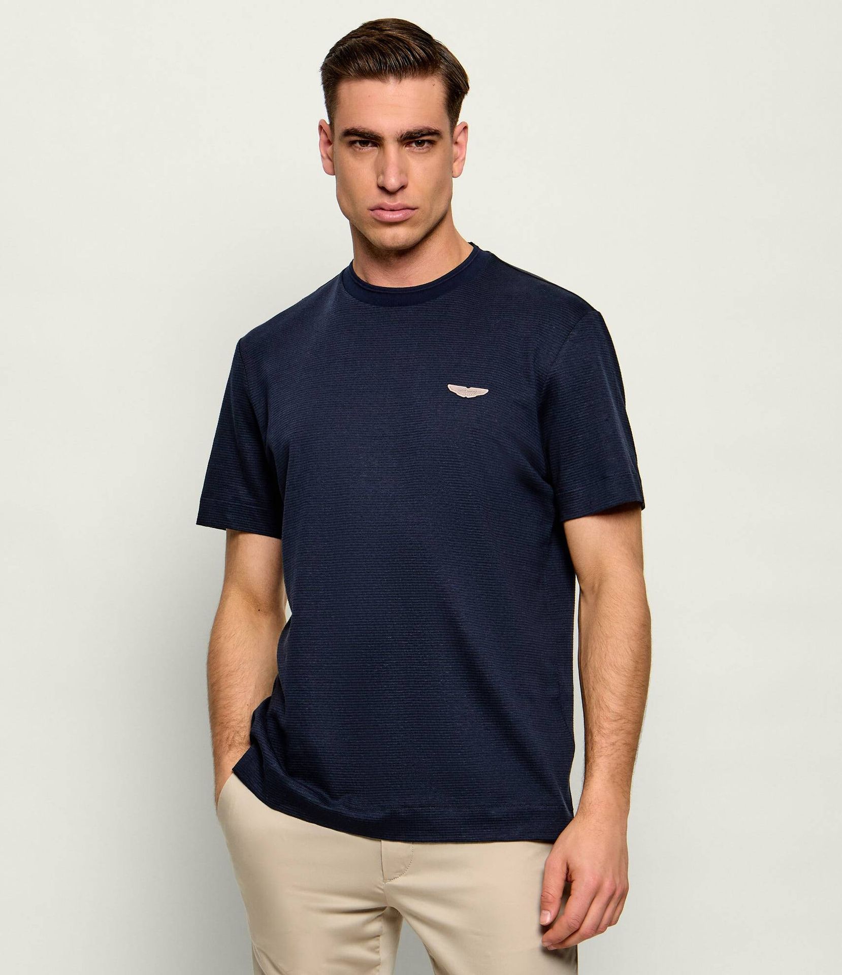 BOSS BLACK T-shirt C-Taut 248 BOSS X ASTON MARTIN Regular Fit z dodatkiem lnu
