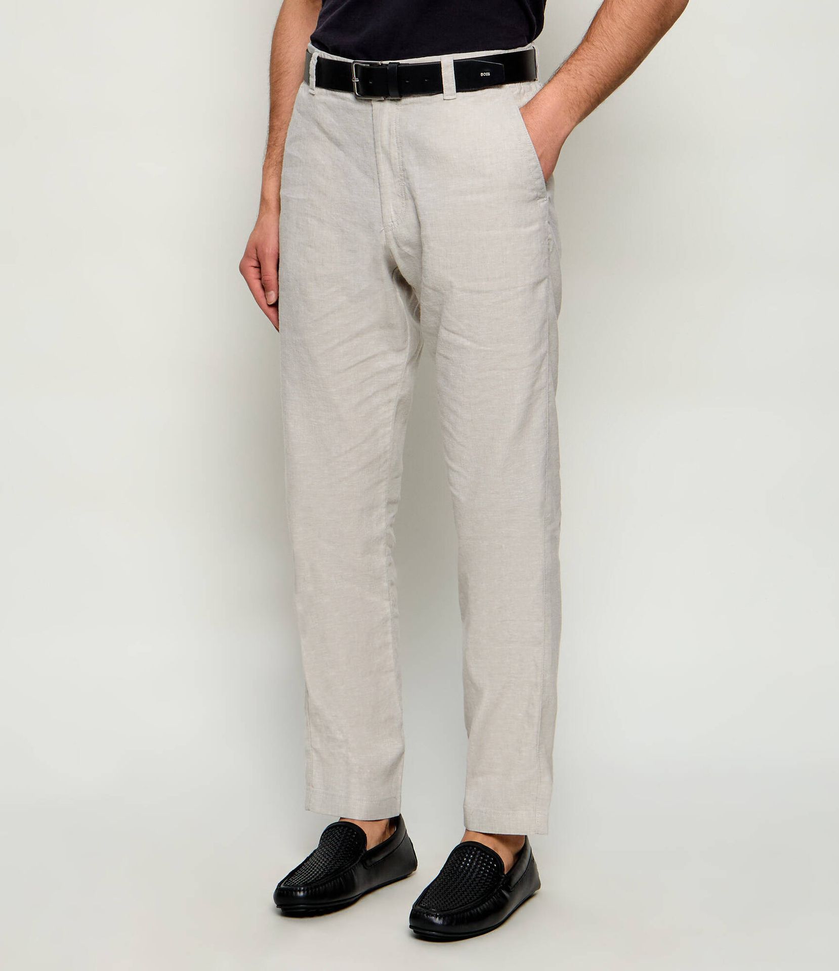 BOSS ORANGE Lniane spodnie chino Sanderson-L-3 Regular Fit