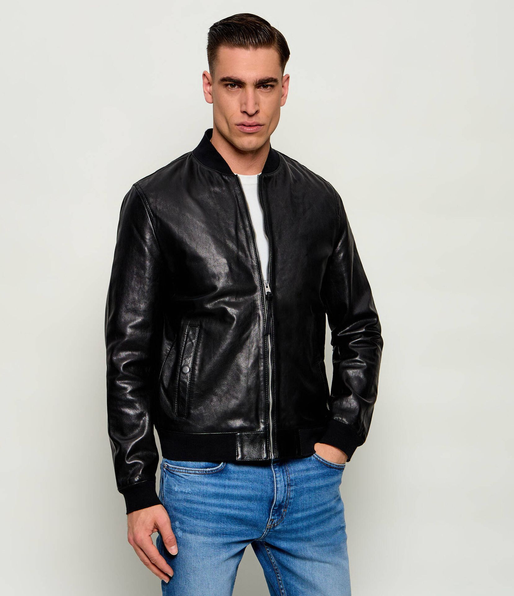 AllSaints Skórzana kurtka bomber MORTEN Regular Fit