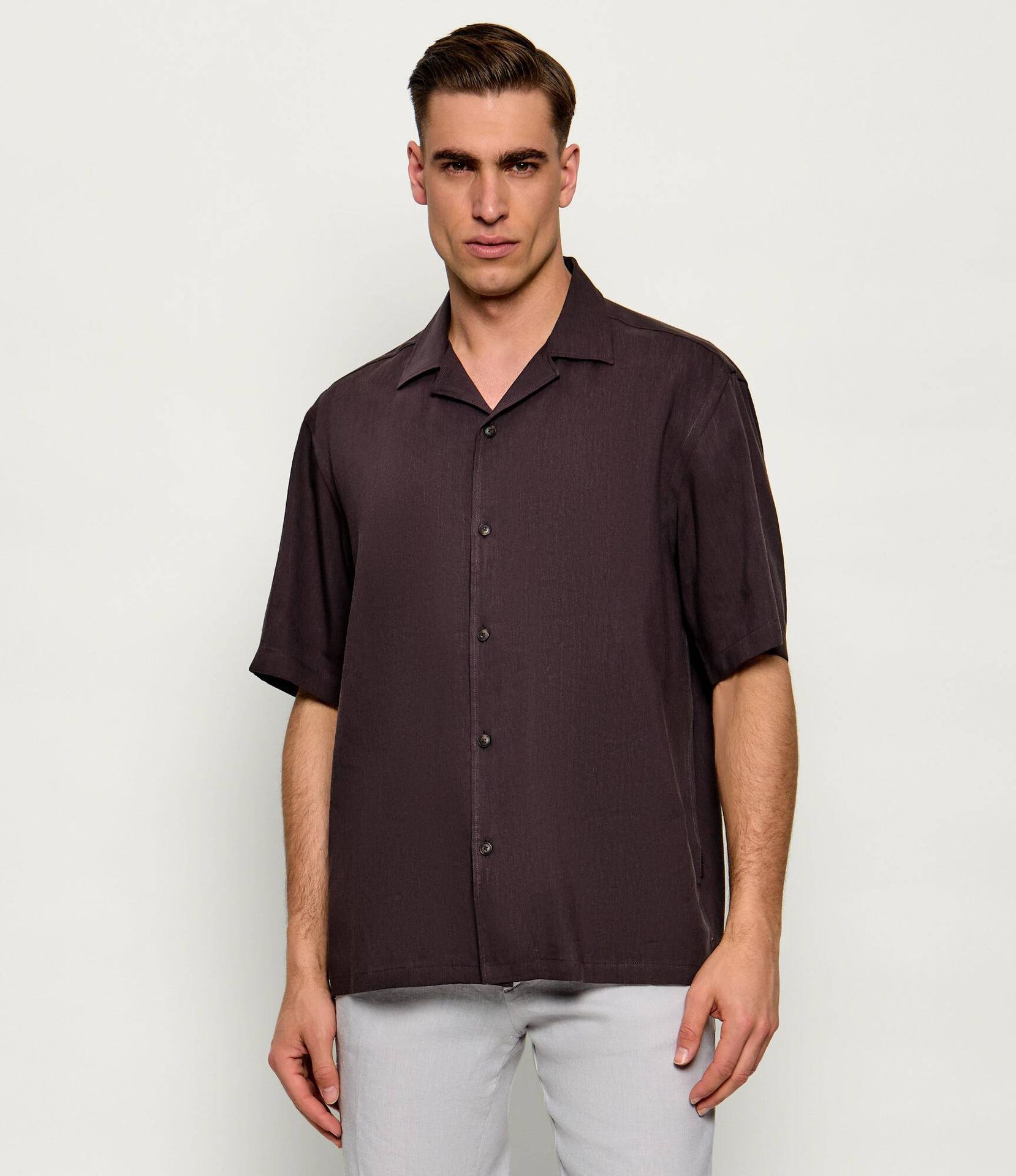 BOSS BLACK Lniana koszula P-LARS-CAMP-262 Relaxed fit stretch