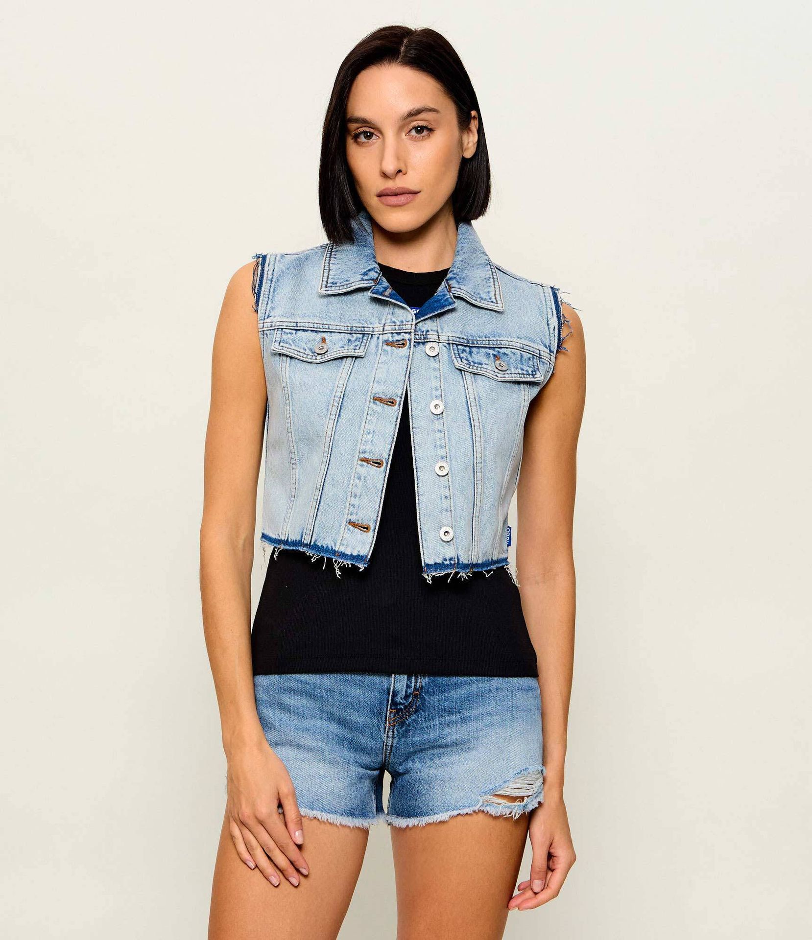 Hugo Blue Jeansowa kamizelka Garis_B Cropped Fit