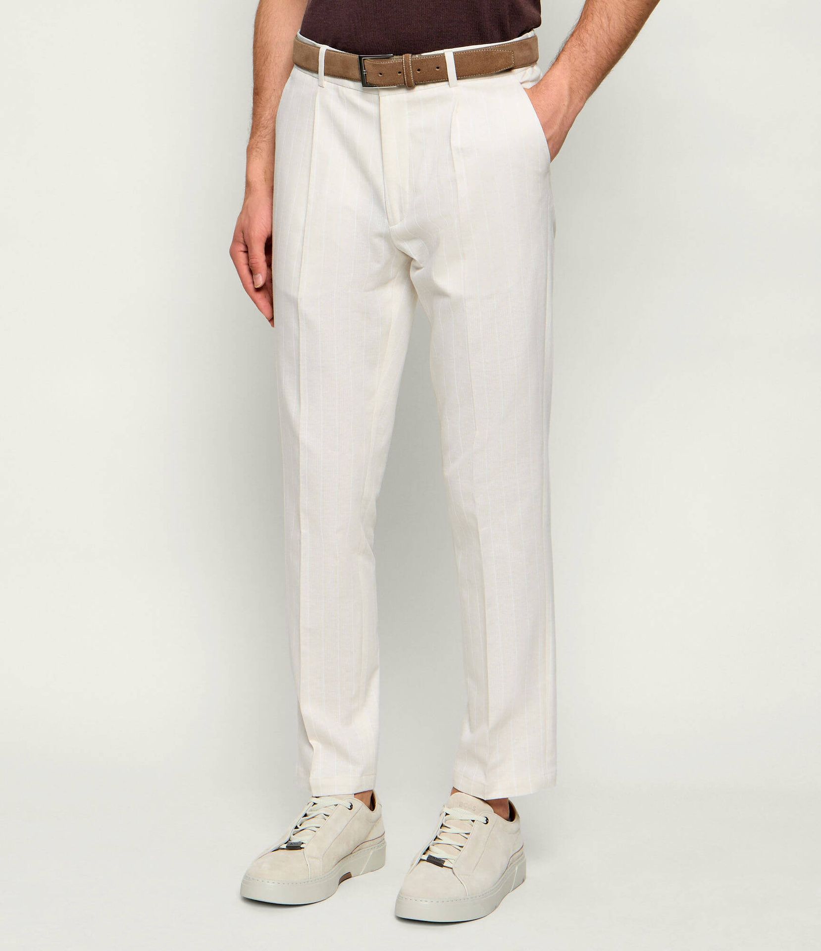 Gran Sasso Spodnie chino Slim Fit z dodatkiem lnu