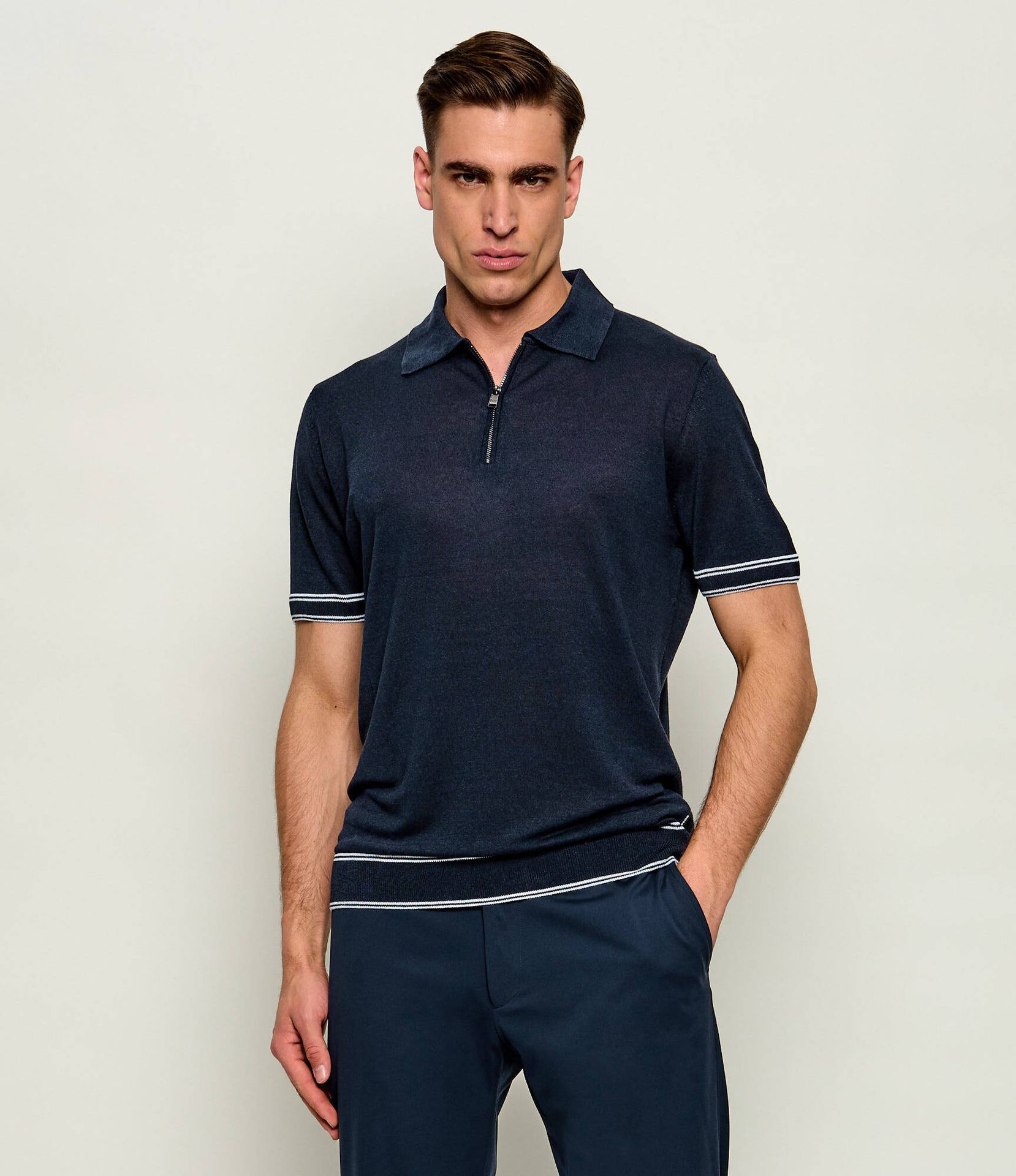 BOSS BLACK Lniane polo H-Norbertino Regular Fit