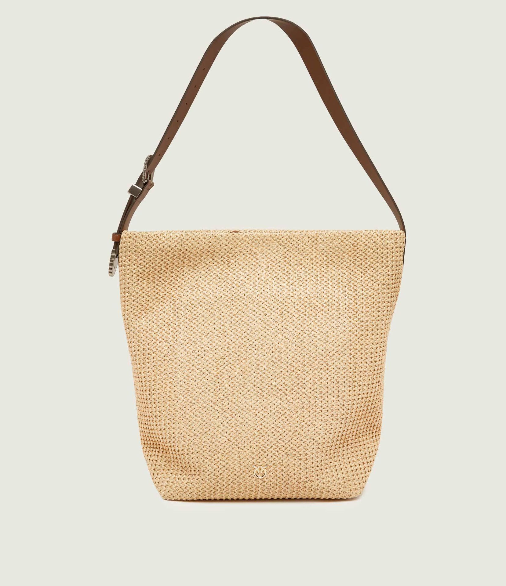 Pinko Shopperka BUCKET BIG TRITTICO z dodatkiem skóry