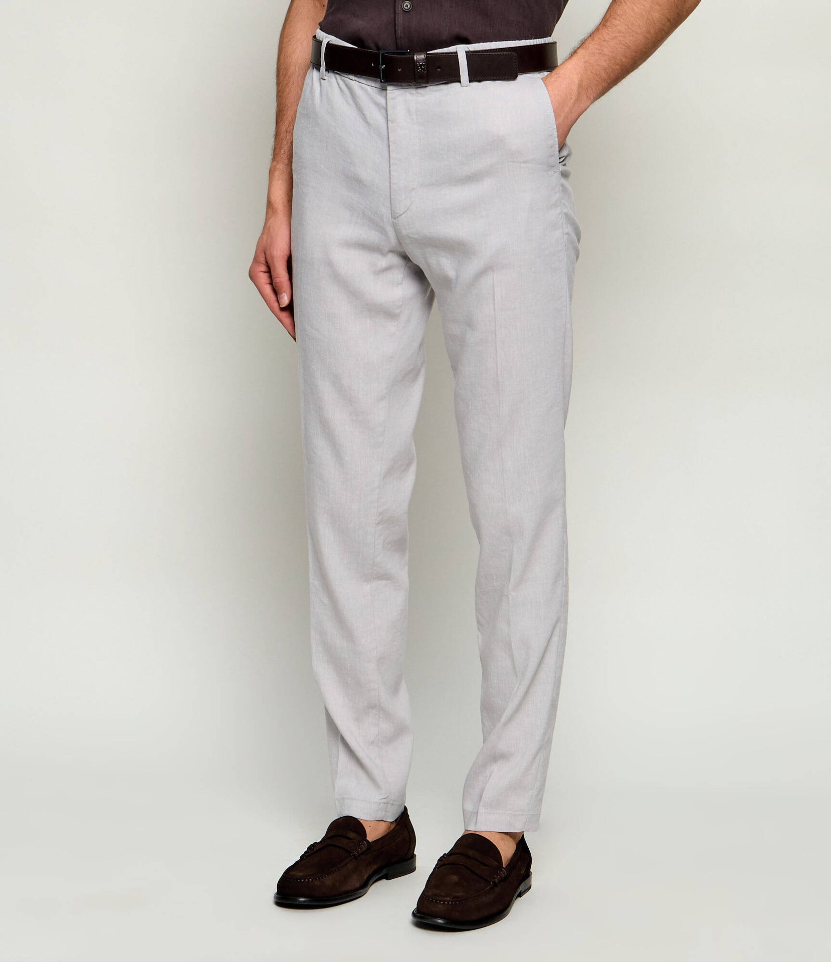 BOSS BLACK Lniane spodnie chino H-Kane1-RDS Regular Fit